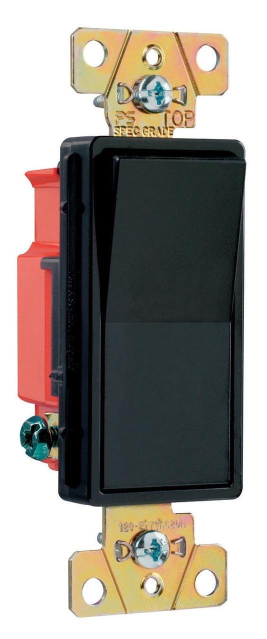 2621-BK - 20A 120V/277V Specification Grade Single Pole Decorator Paddle Switch, Black