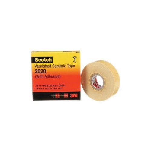 2520-3/4X60FT - Scotch® Varnished Cambric Tape 2520, 3/4 in x 60 ft, Yellow, 1roll/carton, 20 rolls/Case