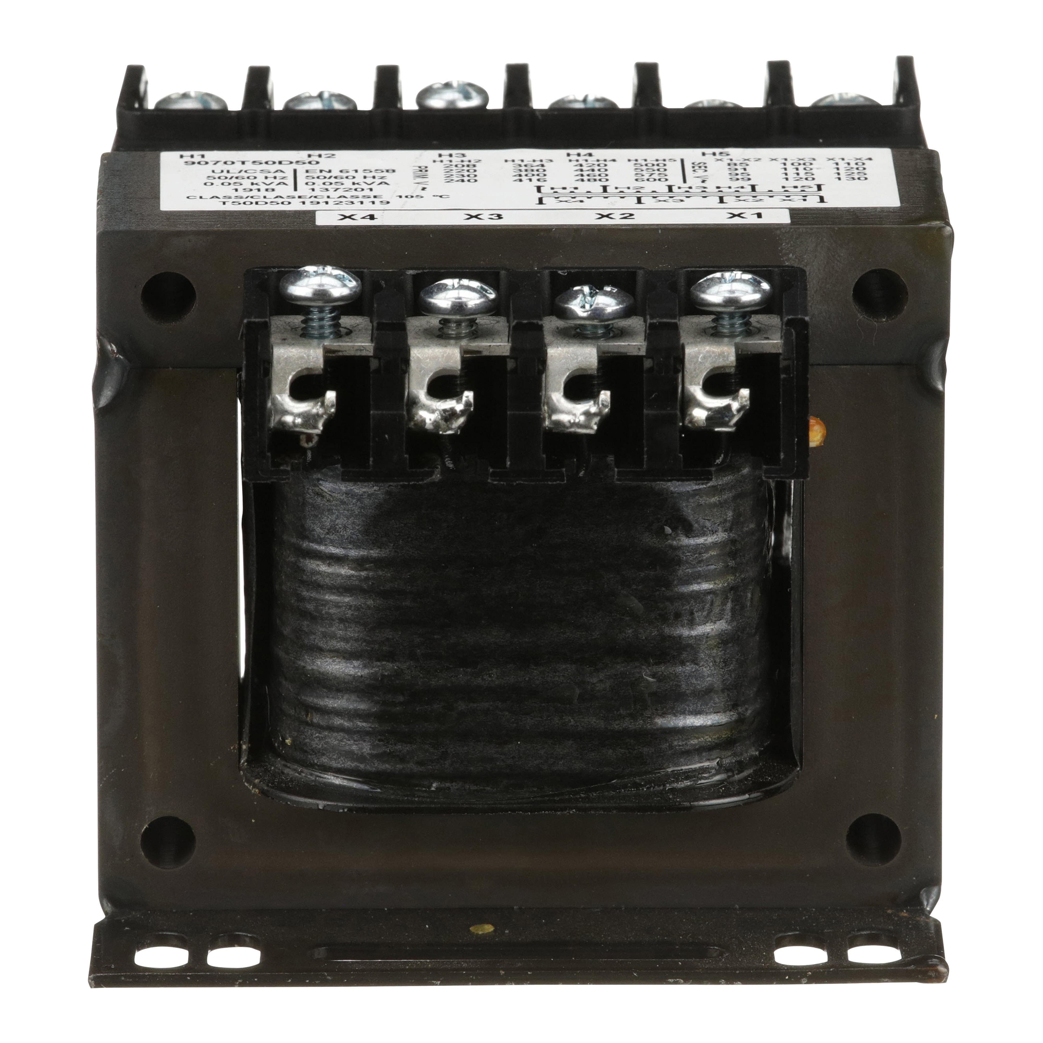 Picture of 9070T500D50 - Transformer, Type T, industrial control, 500VA, 1 phase, 240/416/480/600V primary, 99/120/130V secondary, 115C rise
