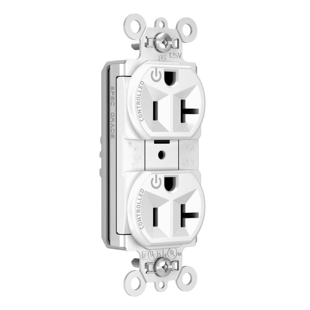 Picture of PT5362CDW - PlugTail® Heavy Duty Spec Grade Plug Load Controllable Receptacle, 20A, 125V, White