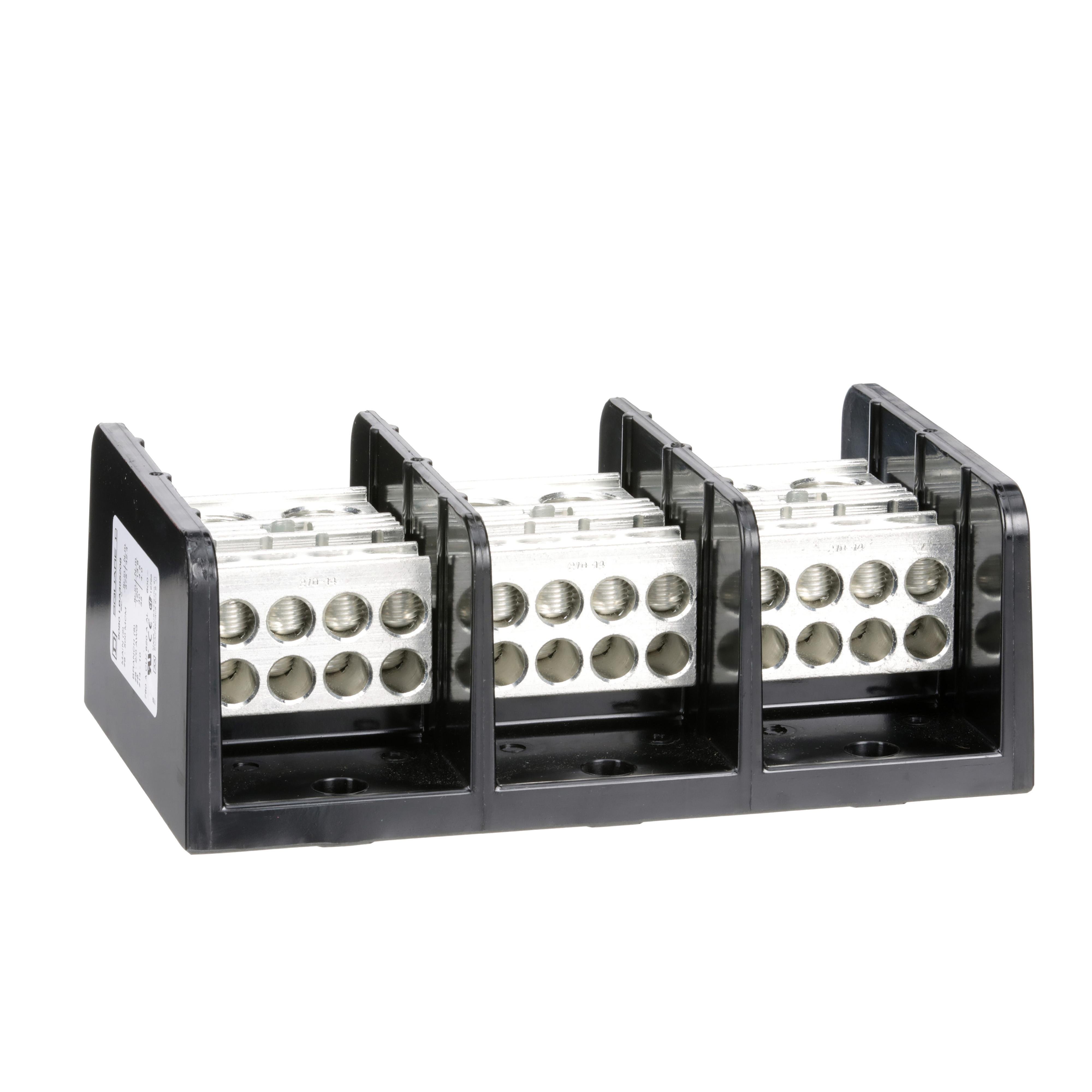 9080LBA365208 - Power distribution block, Linergy, 3 pole, 2 line, 8 load, 760A Cu, 620A Al, 600V