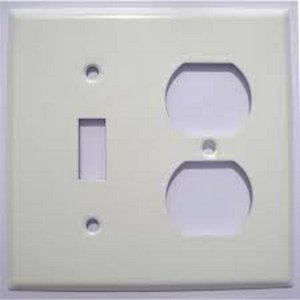 86532 - 2 Gang Toggle Switch Duplex Receptacle White Metal Plate