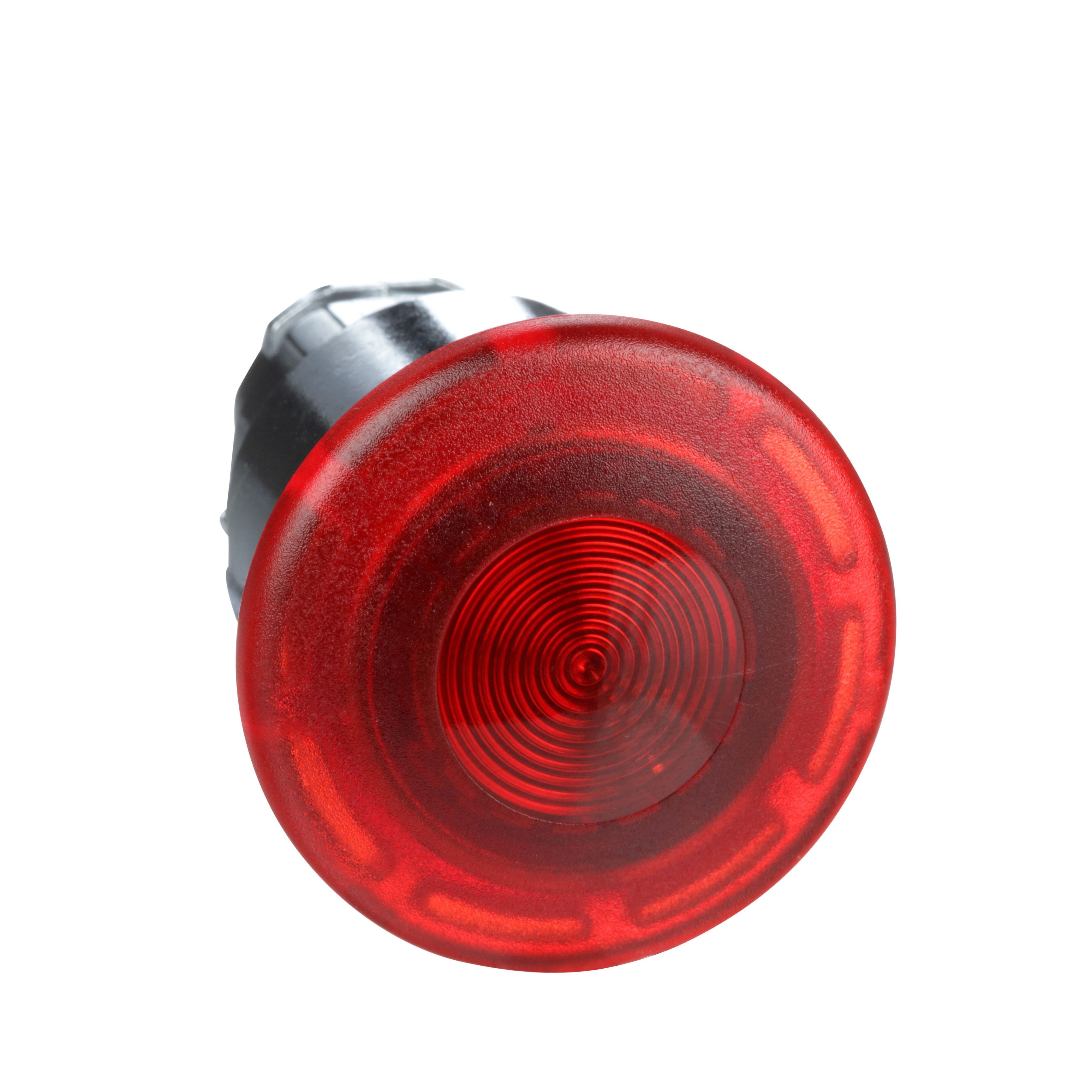 Picture of ZB4BW643 - Head for illuminated emergency switching off push button, Harmony XB4, metal, red mushroom 40mm, 22mm, universal LED, push-pull