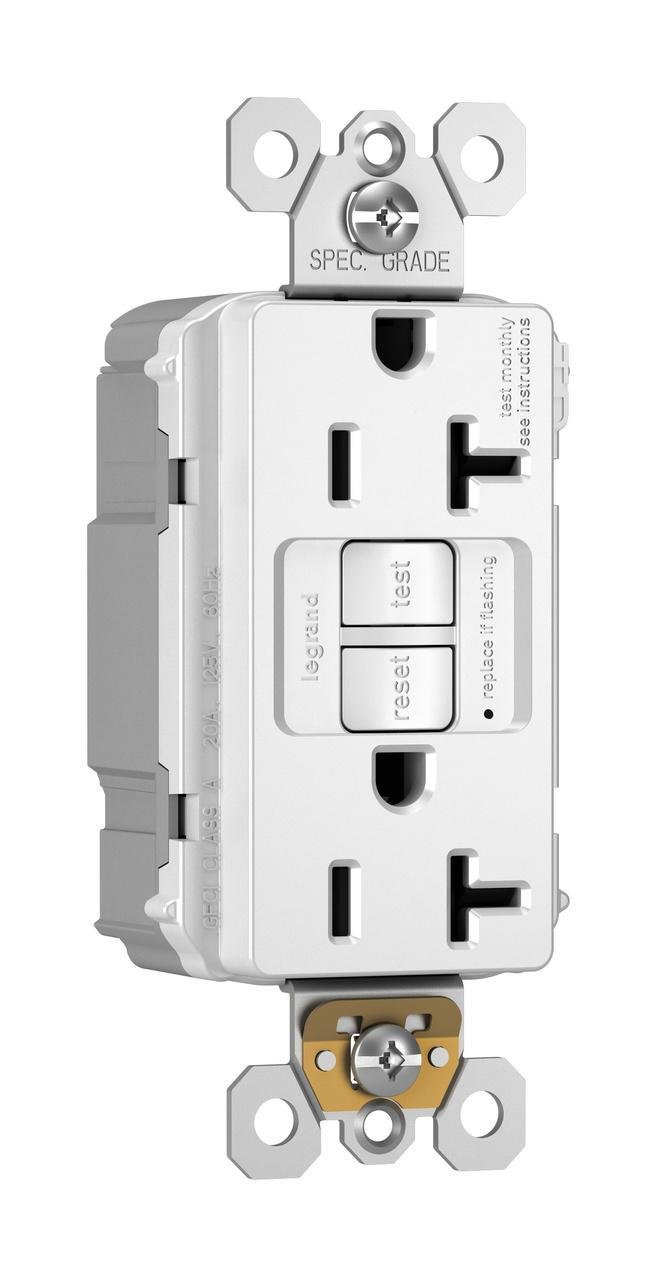 Picture of PT2097-TRW - PlugTail® Specification Grade Tamper-Resistant 20A Duplex Self-Test GFCI Receptacles with SafeLock® Protection, White