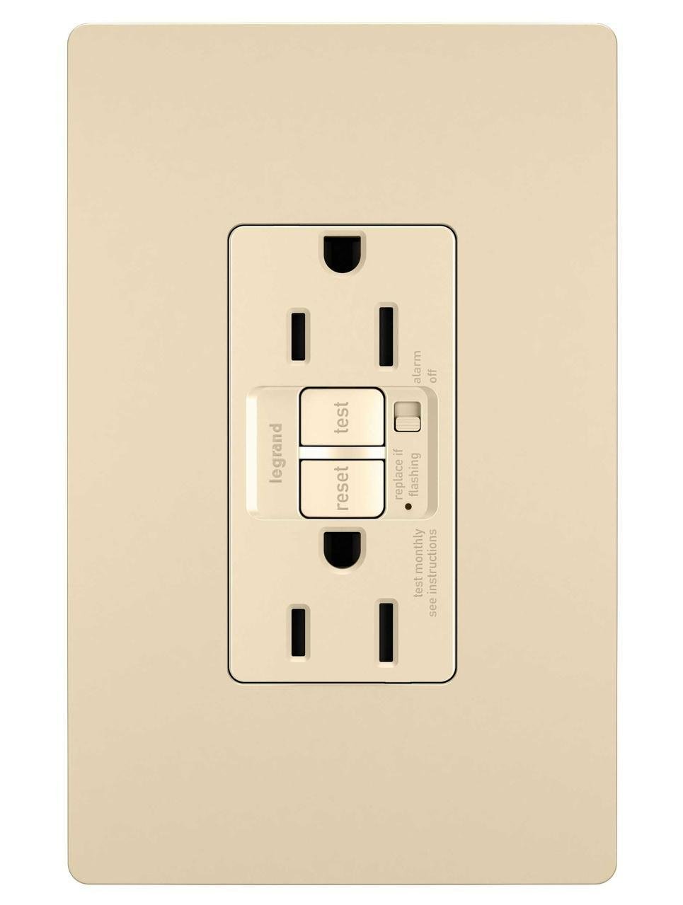 Picture of Trademaster Audible Alarm Tamper-Resistant 15A Self-Test Duplex GFCI, Ivory