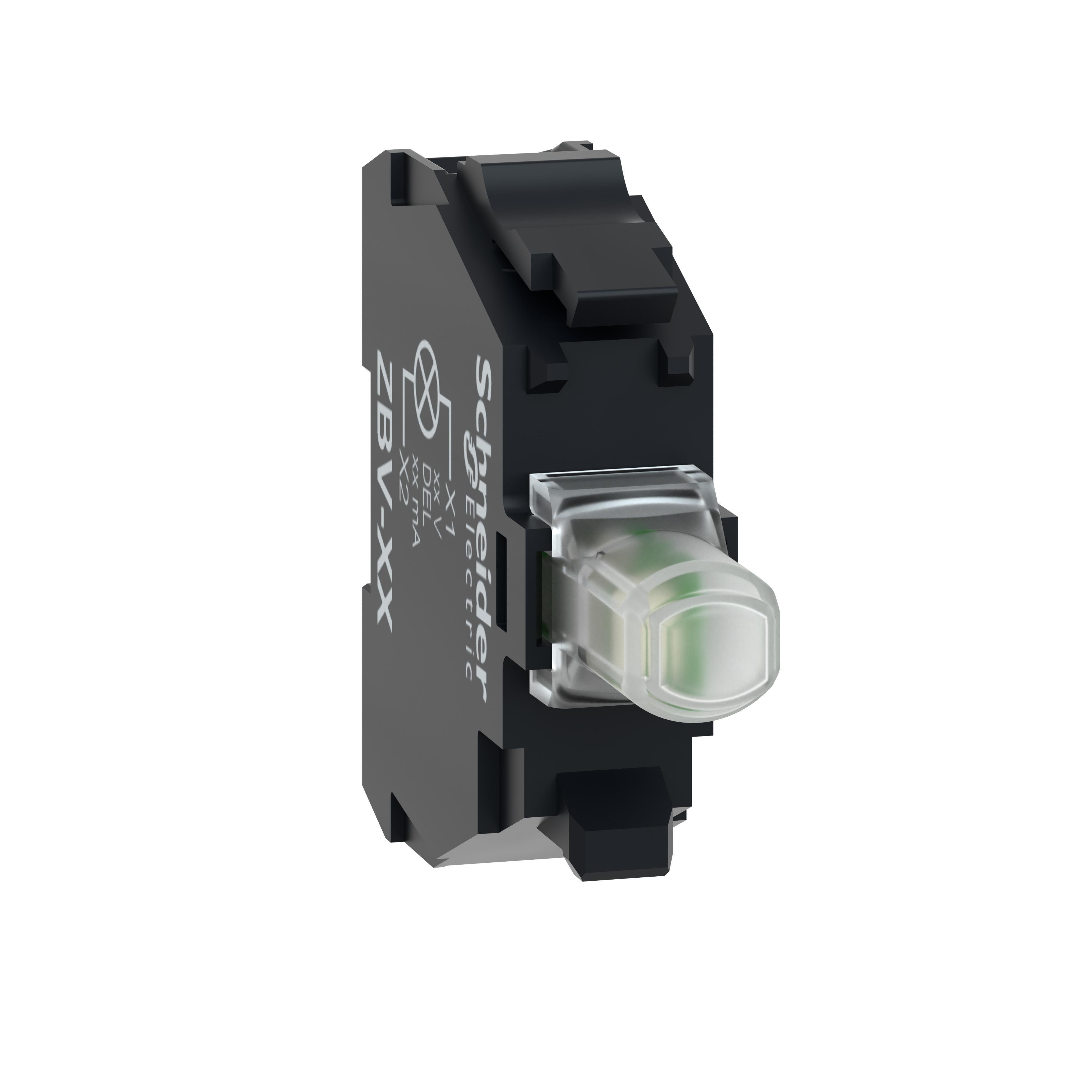Picture of ZBVBG1 - Light block, Harmony XB4, Harmony XB5, for head 22mm, universal LED, screw clamp terminals, 24...120V AC DC