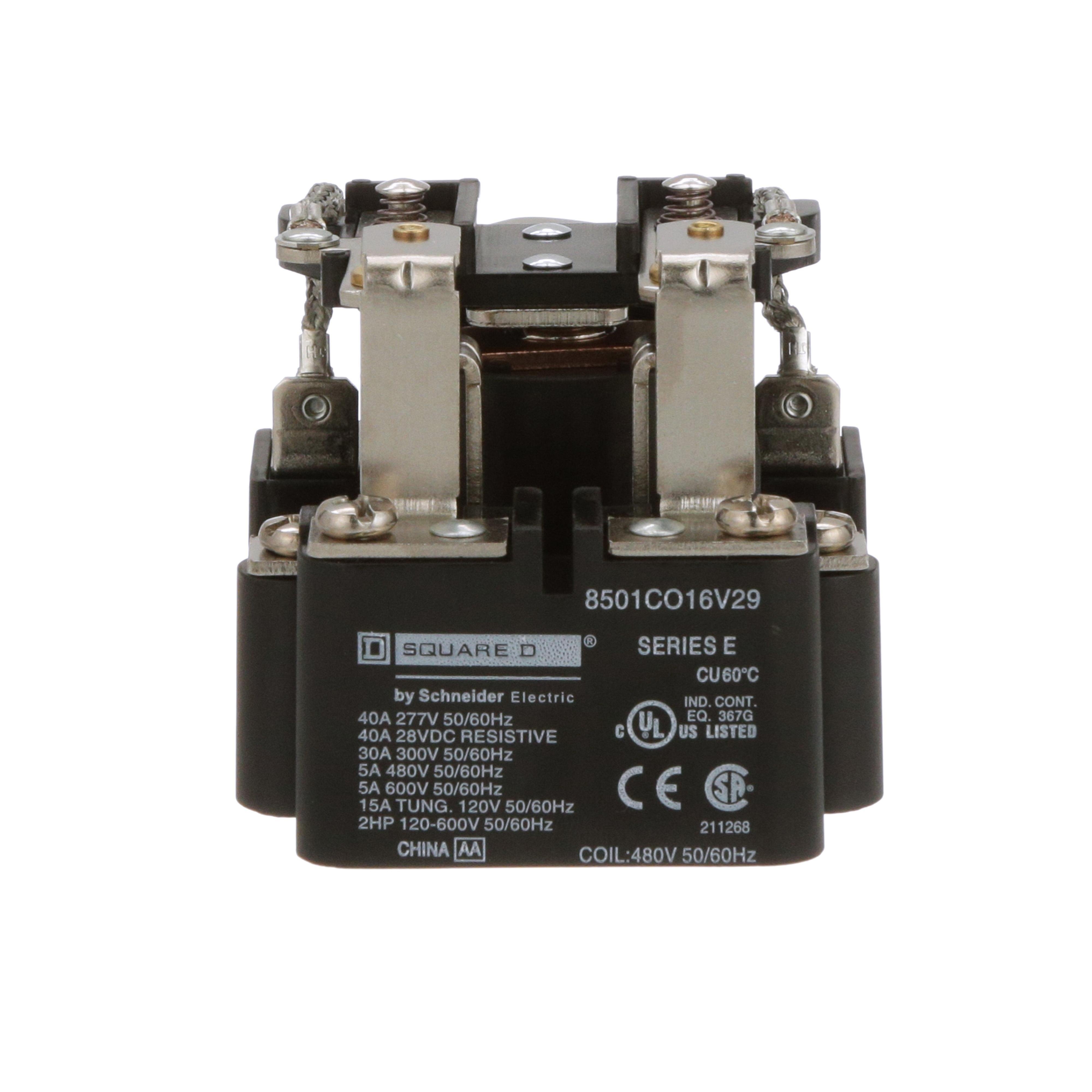 8501CO16V29 - Power Relay, Type C, 2 hp, 30A resistive at 300VAC, DPDT, 2 normally open and 2 normally closed contact, 480VAC coil