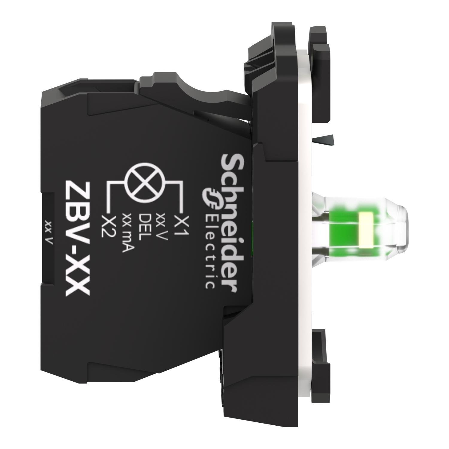 Picture of ZB5AVG1 - Complete body light block assembly, Harmony XB5, plastic, universal LED, screw clamp terminals, 110...120V AC