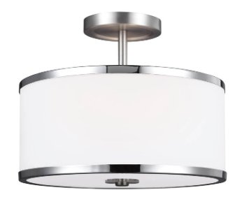 SF335SN/CH - 2 Light Semi Flush, Satin Nickel/Chrome