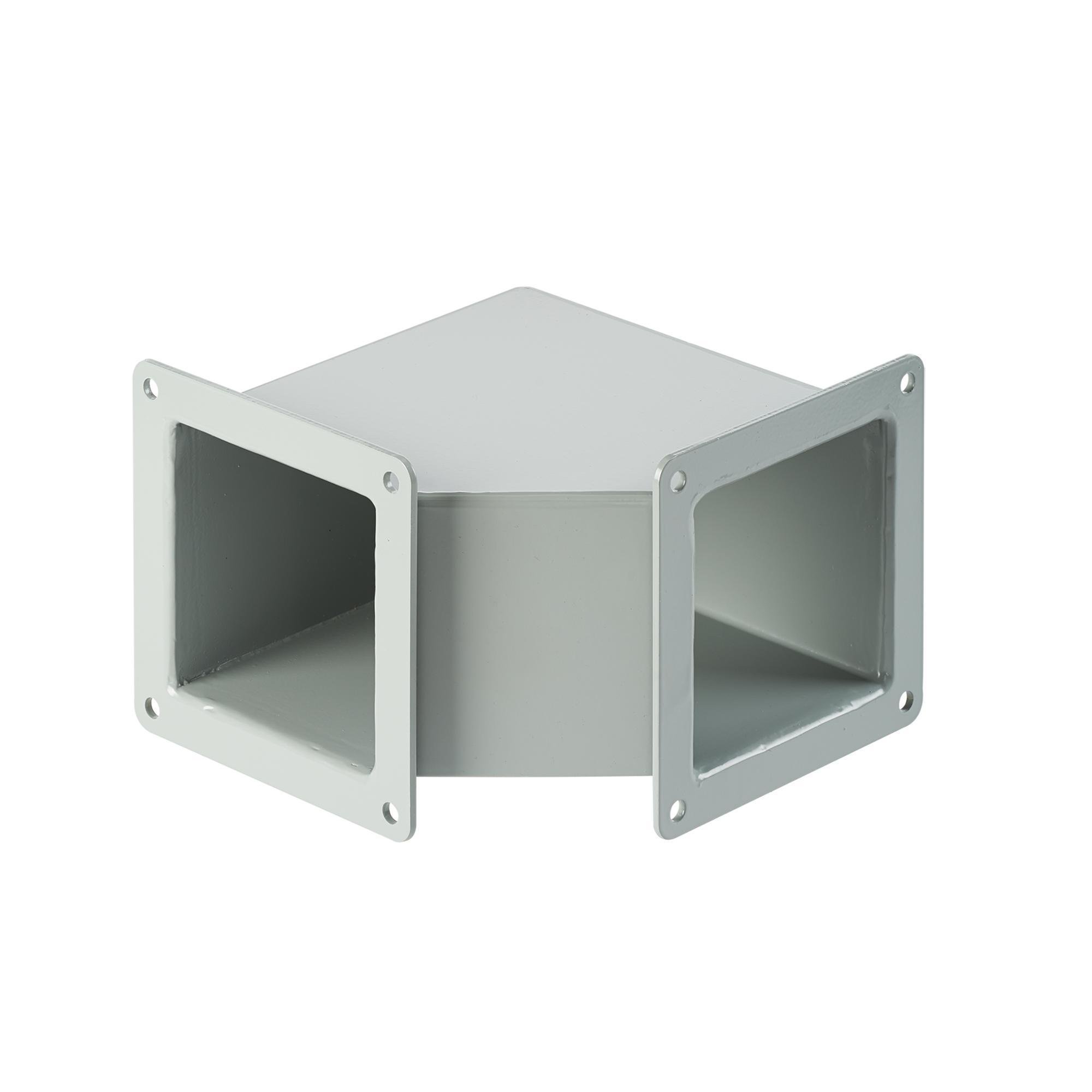 F66WE90 - Elbow 90-Degree Feed-Through Wireway, 6.00x6.00, Gray, Mild Steel
