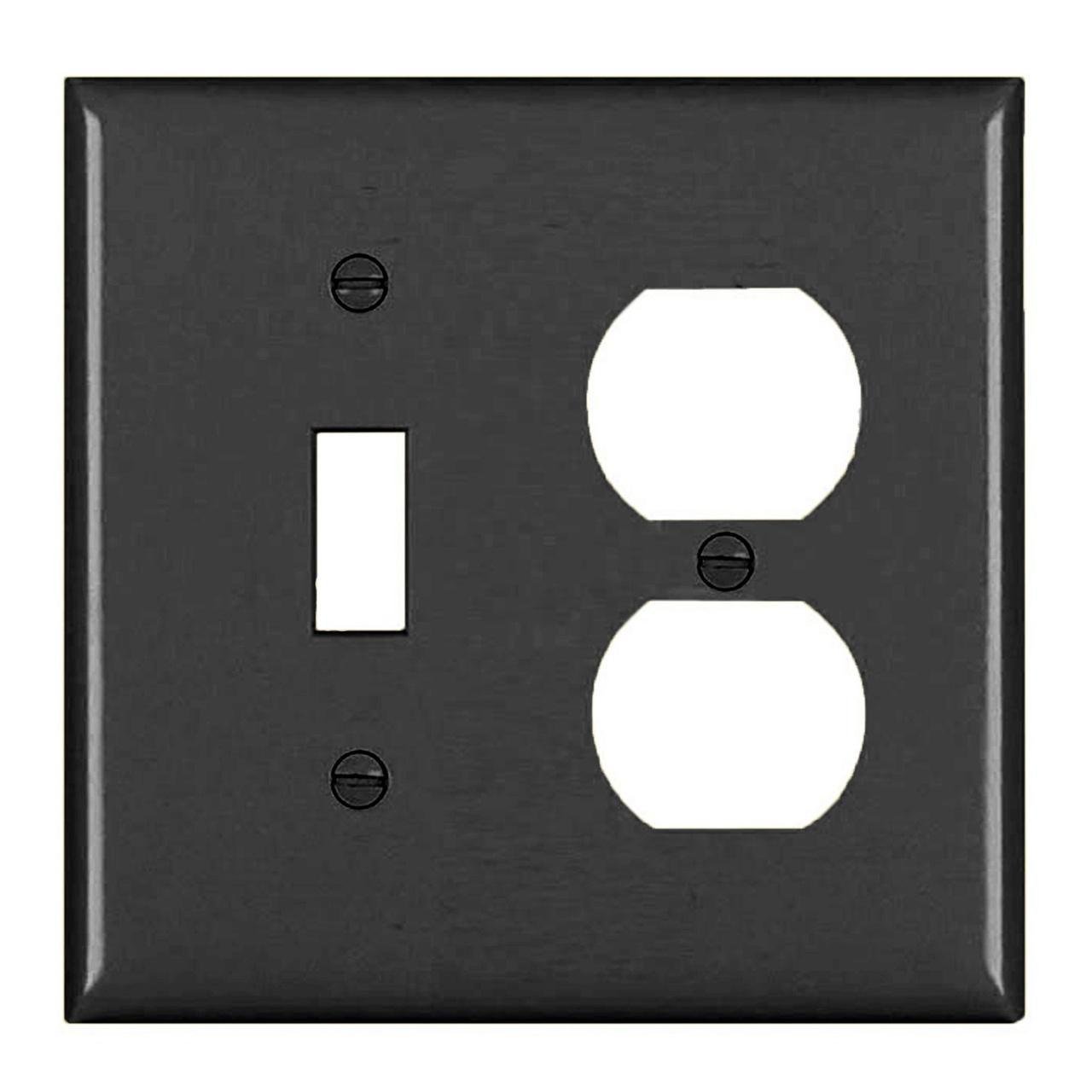 TP18BK - TradeMaster® 2-Gang Nylon Wall Plate, 1 Toggle Switch Opening, 1 Duplex Receptacle Opening, Black