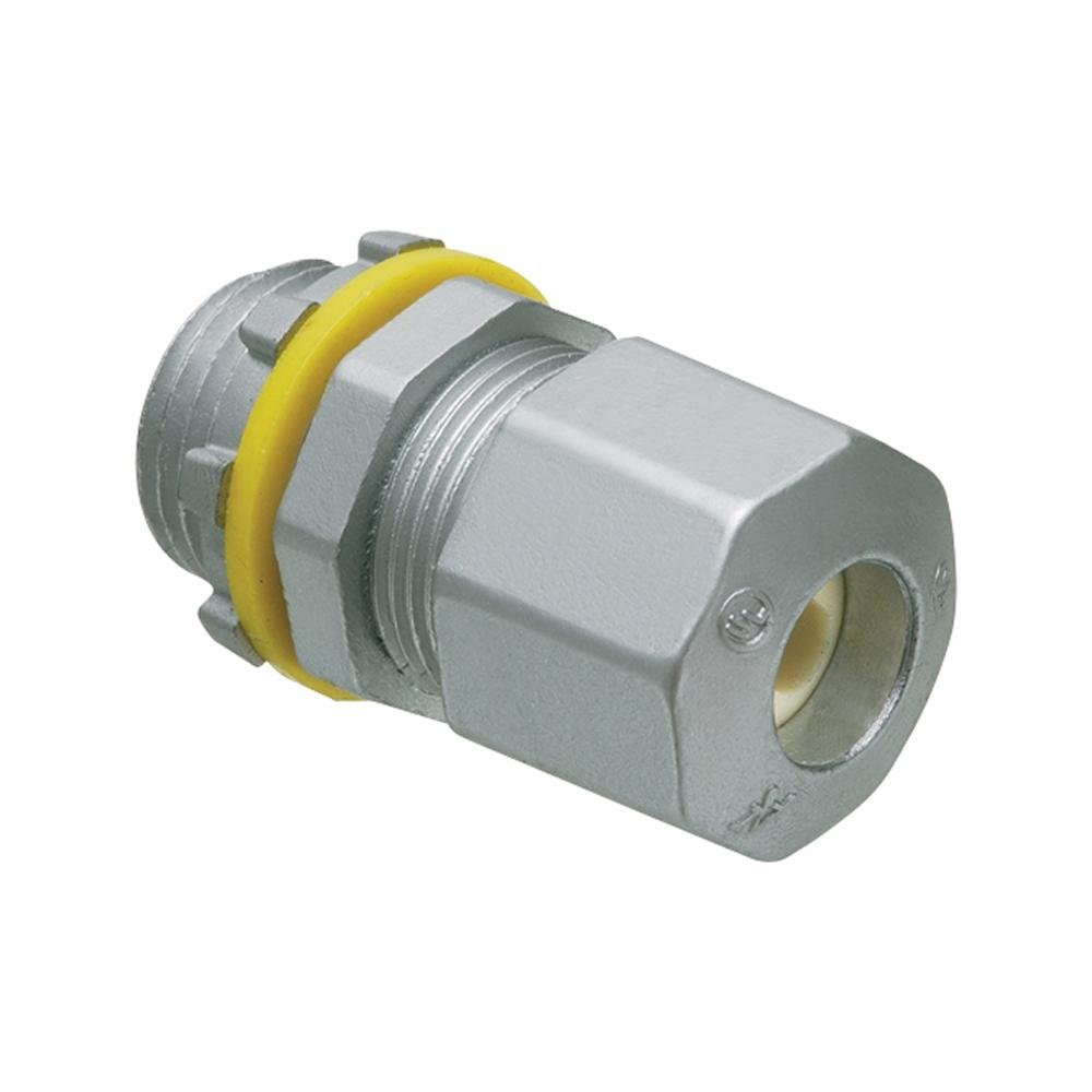 UF75 - Zinc die-cast, 3/4" UF connector with low profile design for smaller and standard sized underground feeder cable.