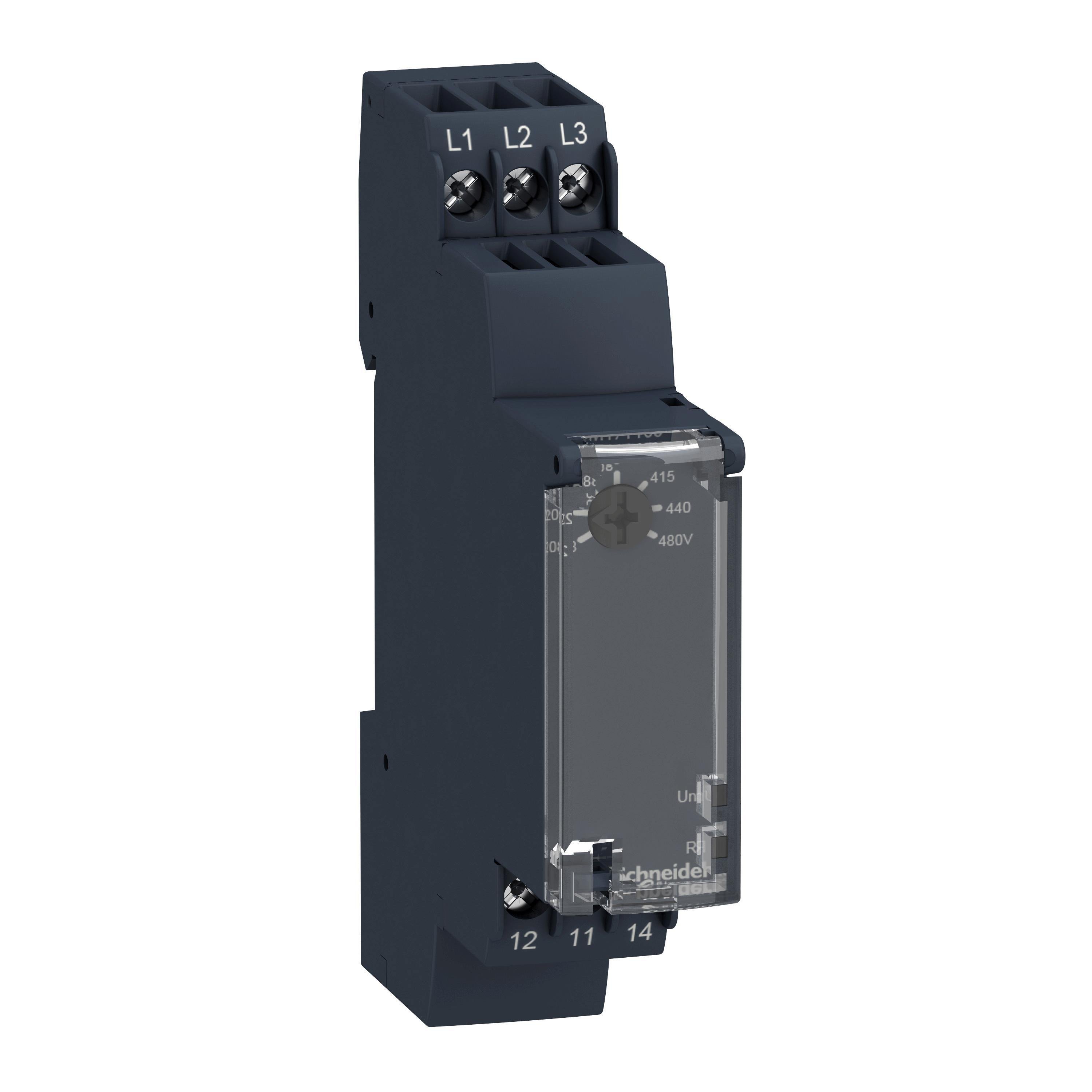 RM17TT00 - 3-phase control relay, Harmony Control Relays, 5A, 1CO, phase failure detection, 208...480V AC