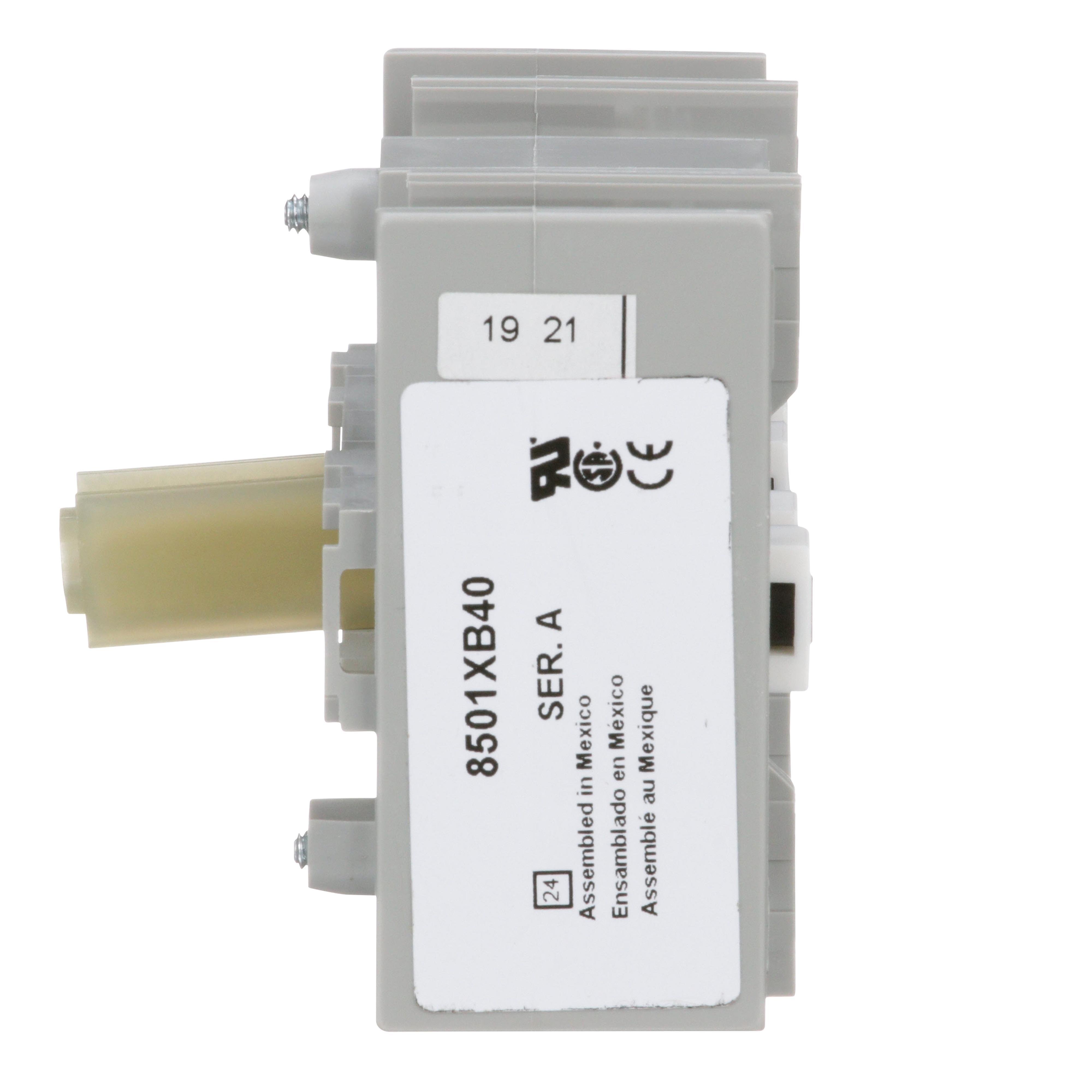 Picture of 8501XB40 - Adder deck, Harmony 8501X, screw clamp terminals, 10A resistive at 600V AC, 4NO, 4 standard contact cartridges