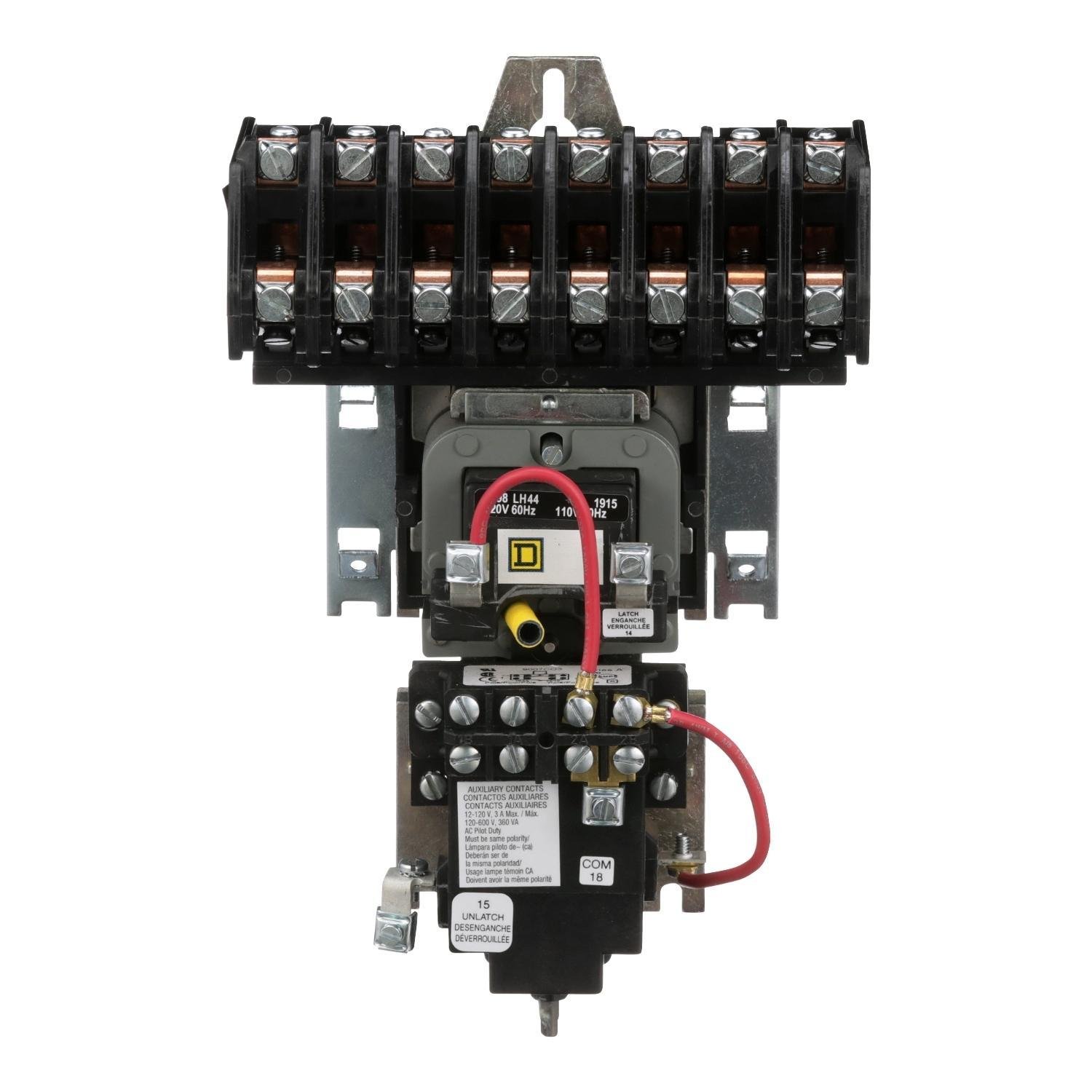 8903LXO80V02 - Contactor, Type L, multipole lighting, mechanically held, 30A, 8 pole, 600V, 110/120VAC 50/60Hz coil, open style [TAA]