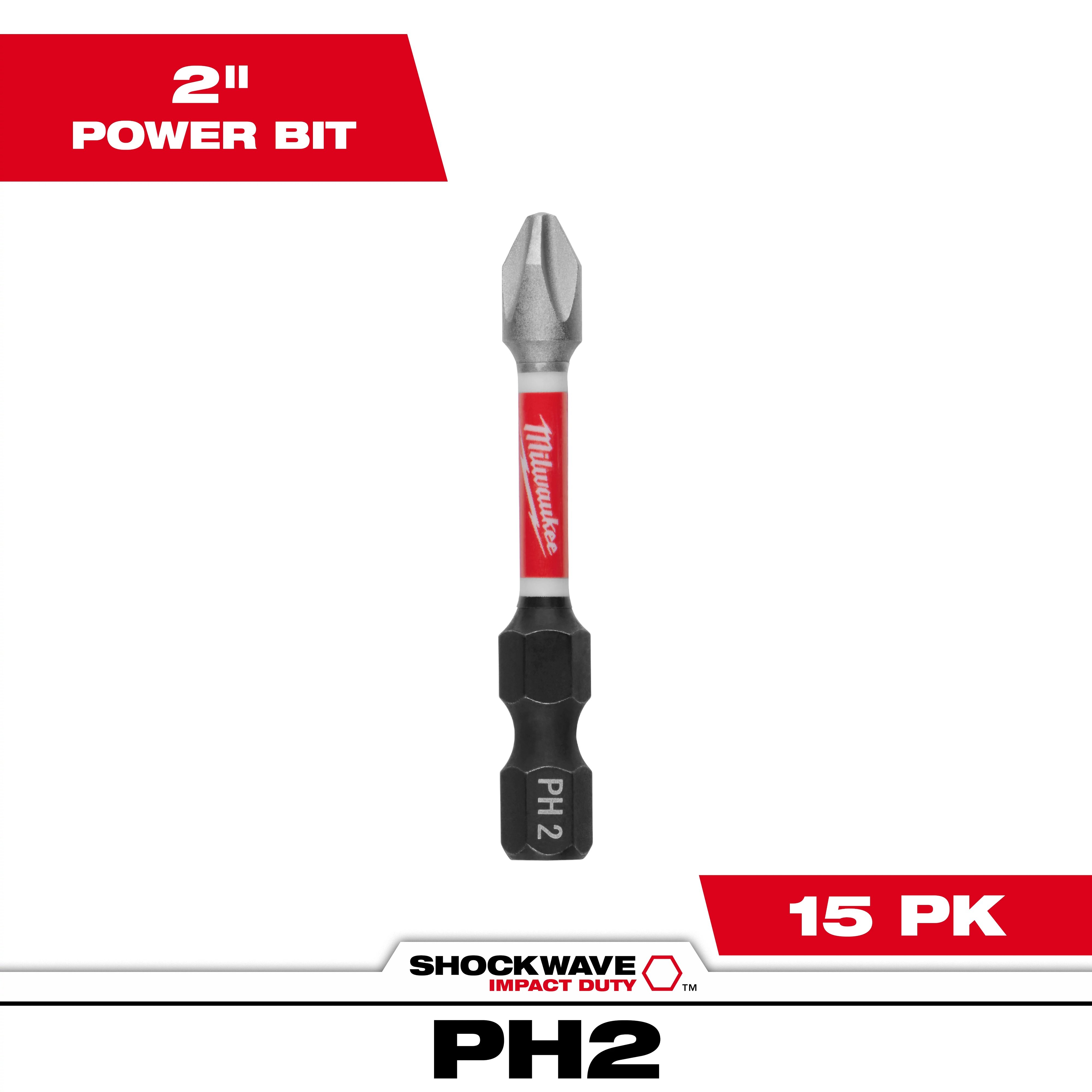 Picture of 48-32-5004 - SHOCKWAVE™ 2 in. Impact Phillips #2 Power Bits (15-Piece Contractor Pack)