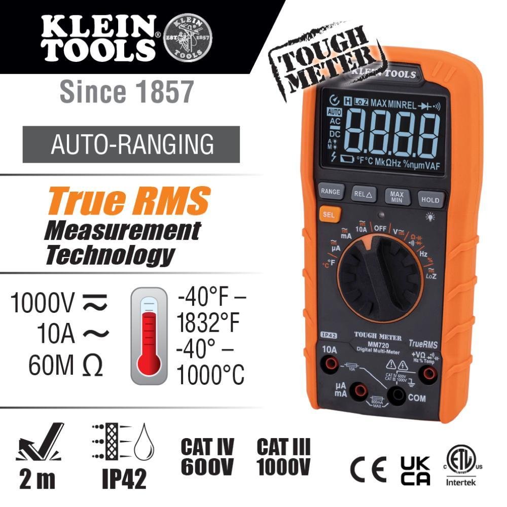 Picture of MM720 - Digital Multimeter, TRMS Auto-Ranging, 1000V, Temp, Low Impedance
