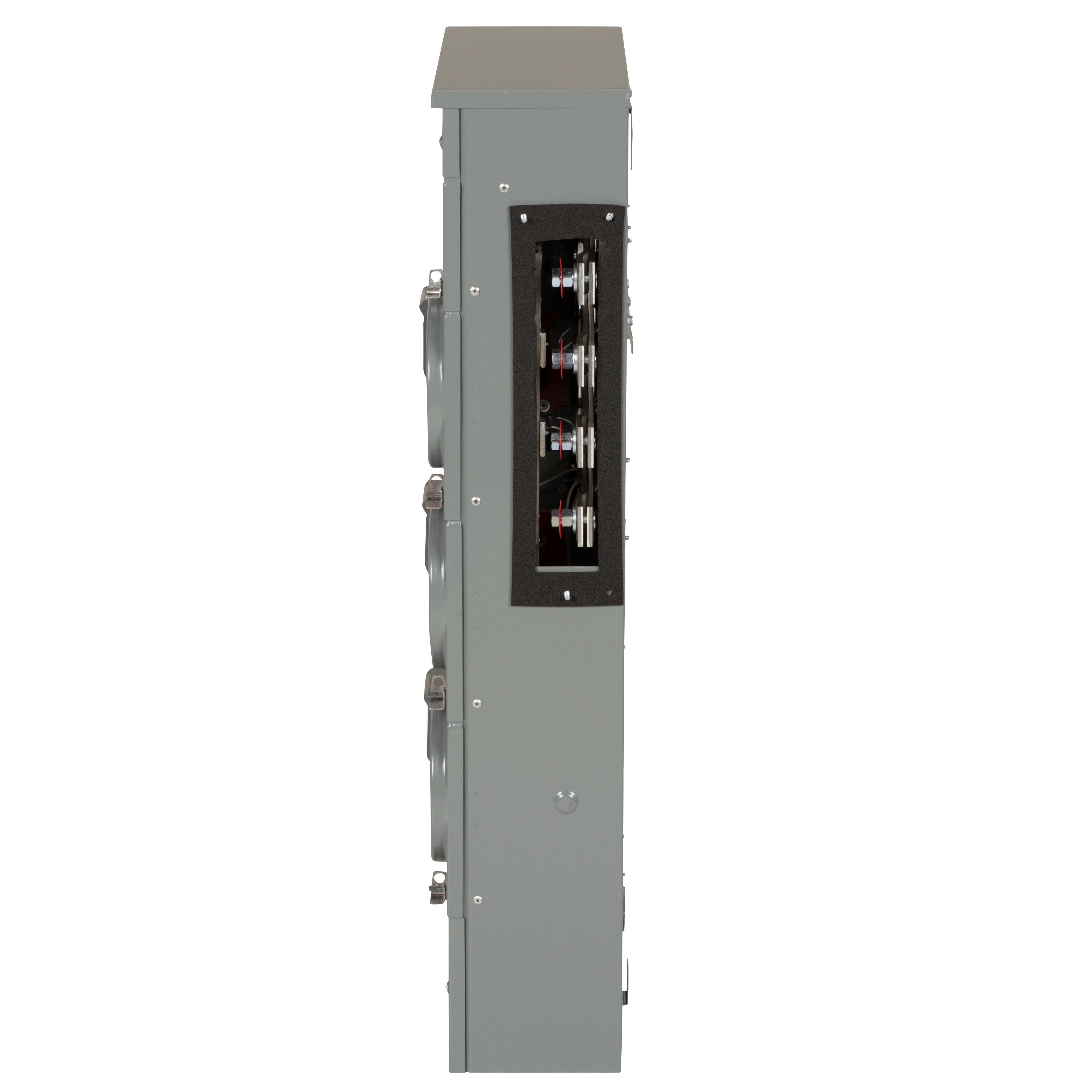 Picture of EZMR313225 - Branch unit, EZ Meter-Pak, 225A, 3 x 5 jaw sockets, 208Y/120VAC, no bypass, ringless, 800A Al busbar