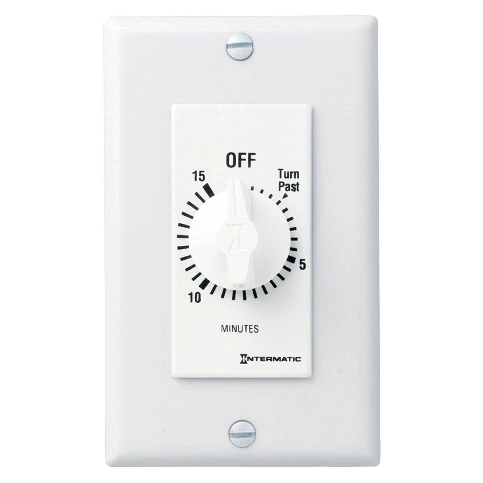 FD15MWC - Spring Wound Countdown Timer, Decorator Style, 125-277 VAC, 50/60 Hz, SPST, 15 Minute Max, Without Hold, White