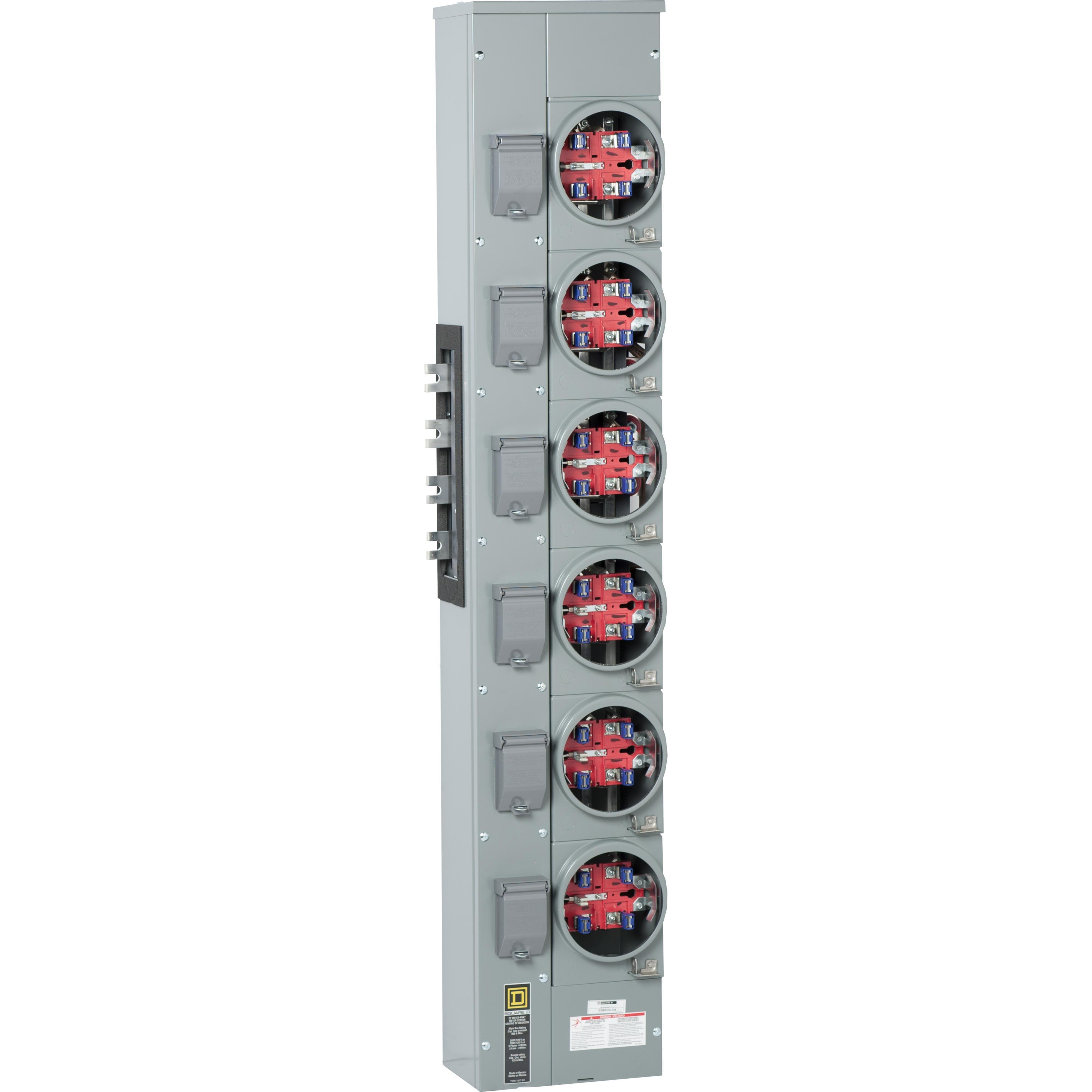 EZMR316125X - Branch unit, EZ Meter-Pak, 125A, 6 x 5 jaw sockets, 208Y/120VAC, no bypass, ringless, 1200A Al/Cu busbar