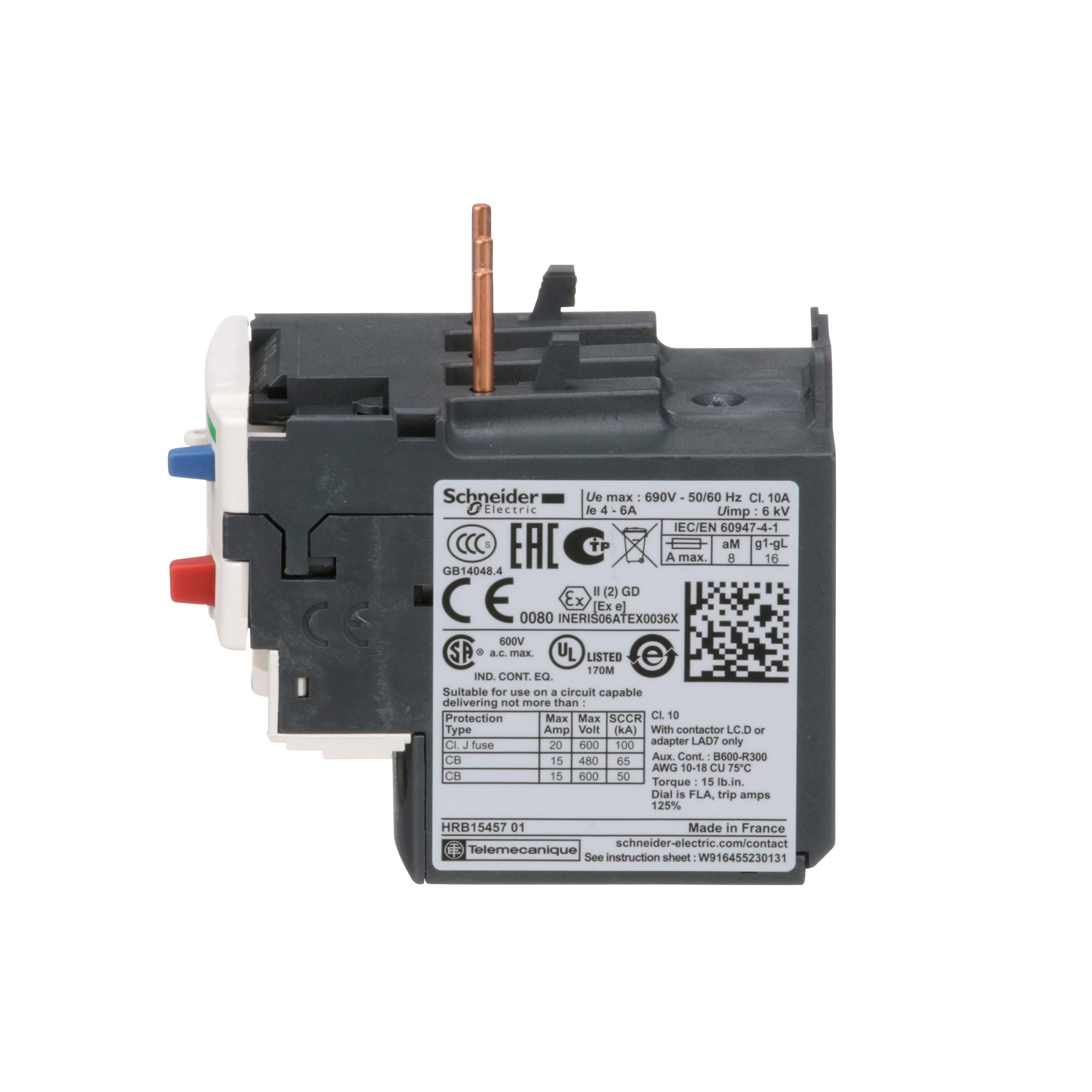 Picture of LRD10 - TeSys Deca, thermal overload relay, 4 to 6 A, class 10A