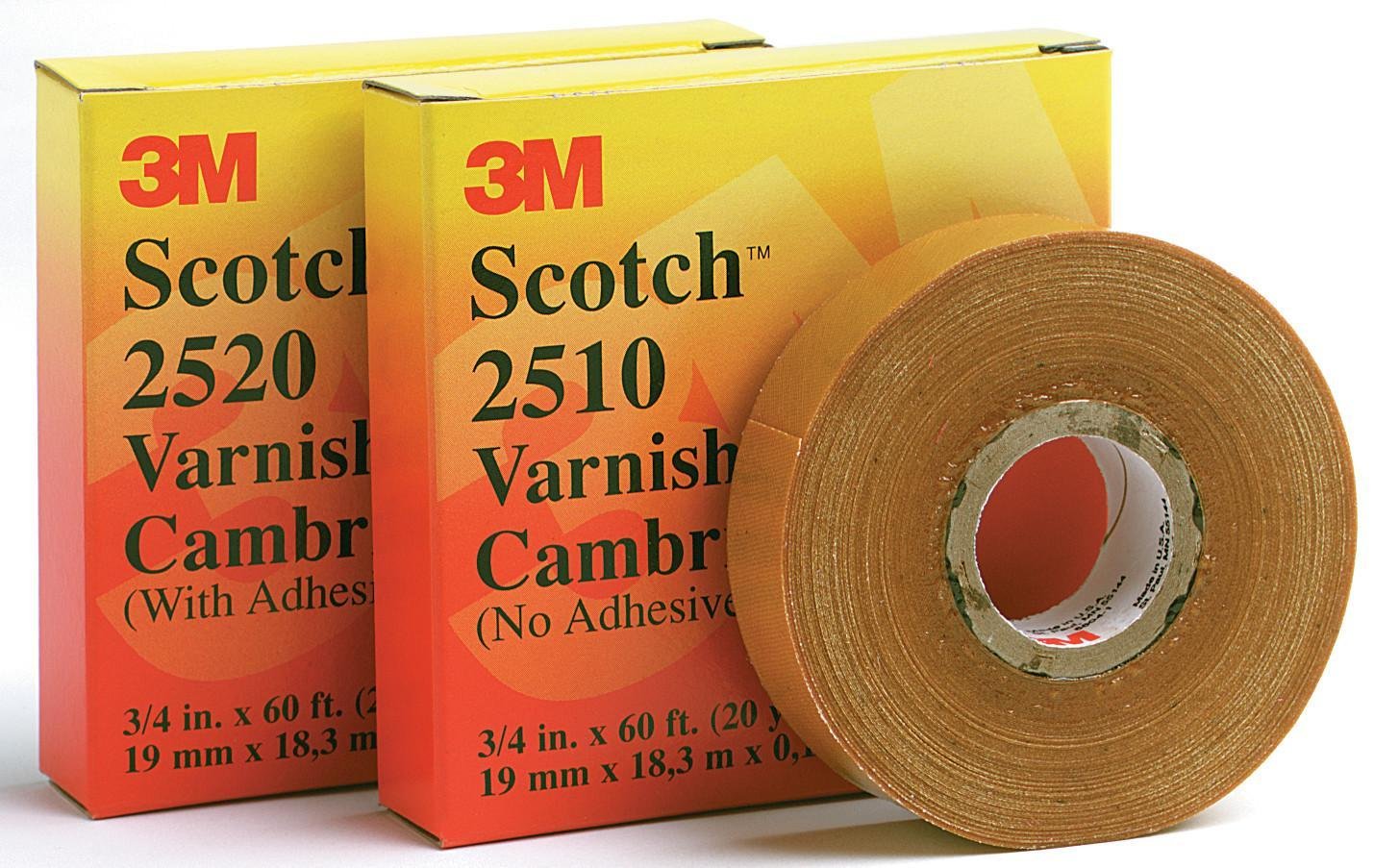 2510-1X36YD - Scotch Varnished Cambric Tape 2510, 1 in x 36 yds, Yellow, 36 rolls/case, BULK