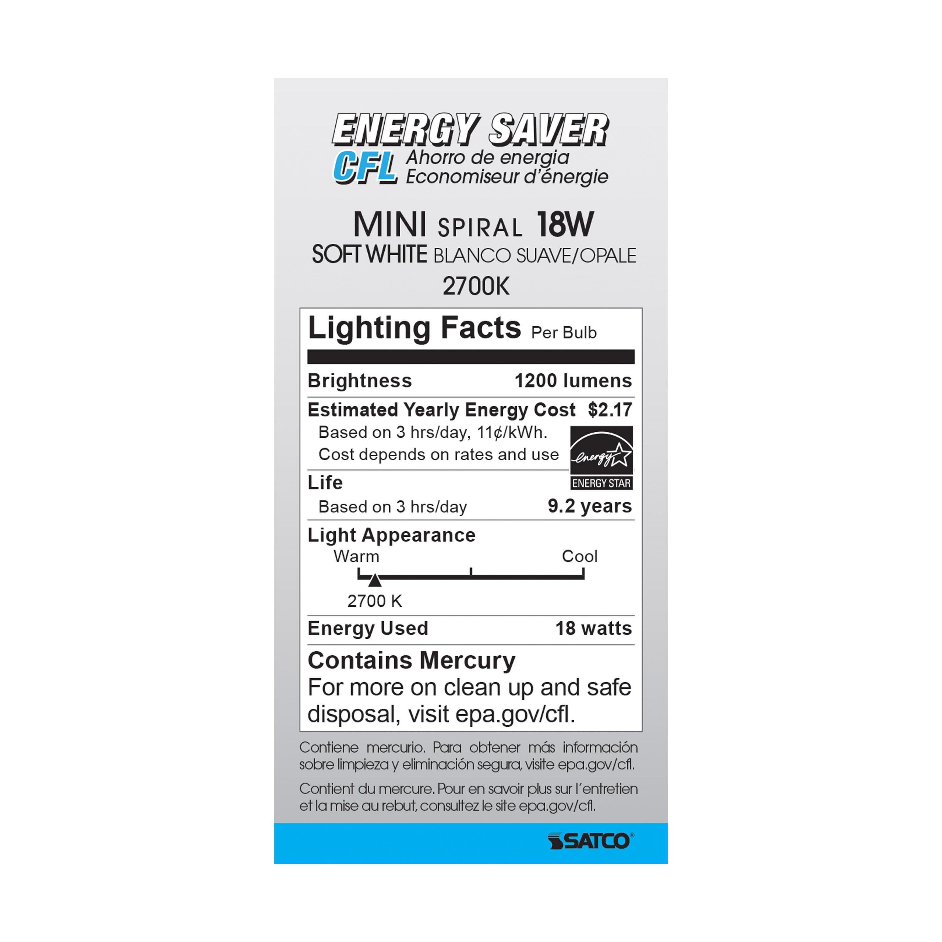 Picture of S8205 - 18 Watt - Mini Spiral Compact Fluorescent - 2700K - 82 CRI - GU24 base - 120 Volt