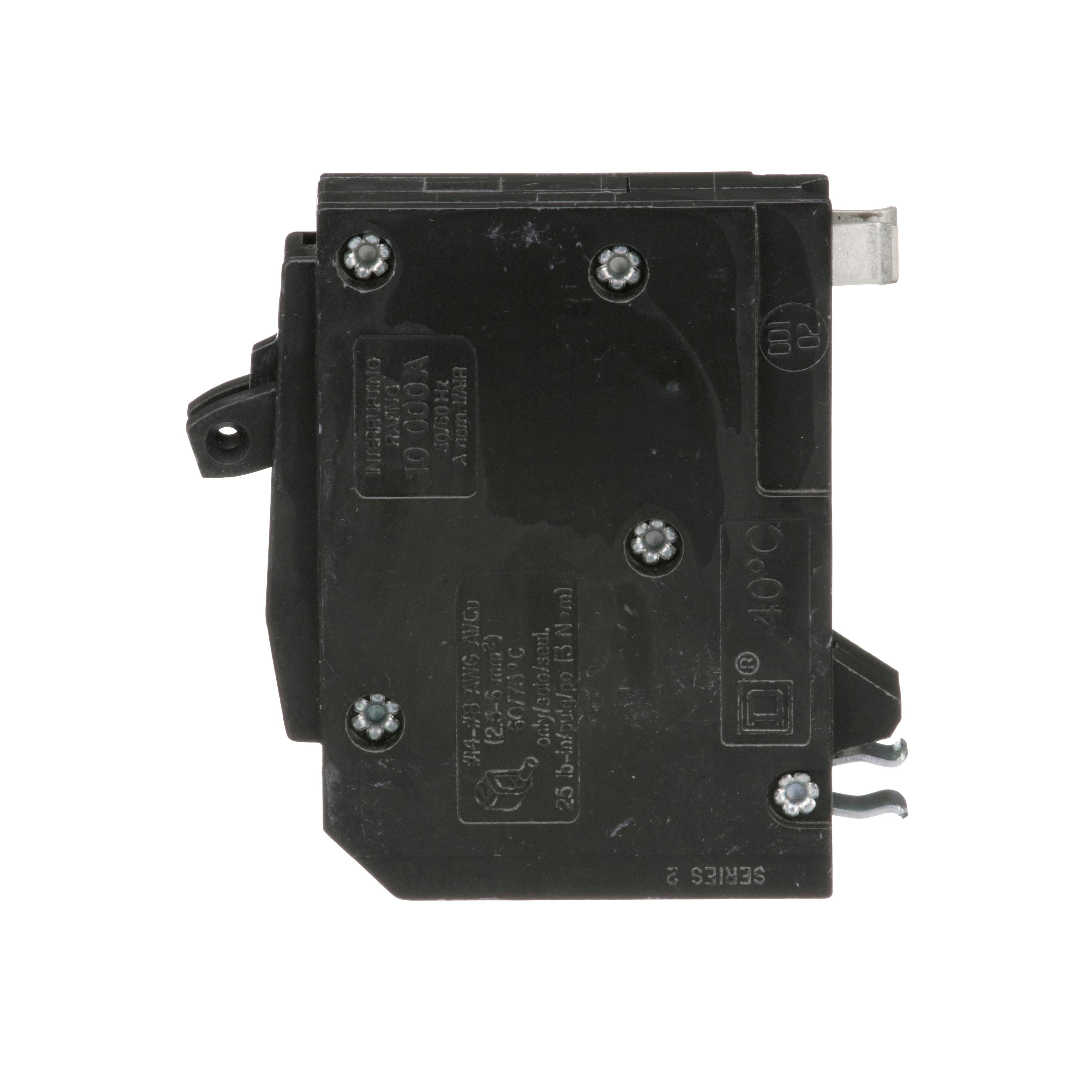 Picture of QO1515 - Tandem mini circuit breaker, QO, 2 x 1 pole at 15A, 120/240VAC, 10kA, plug in
