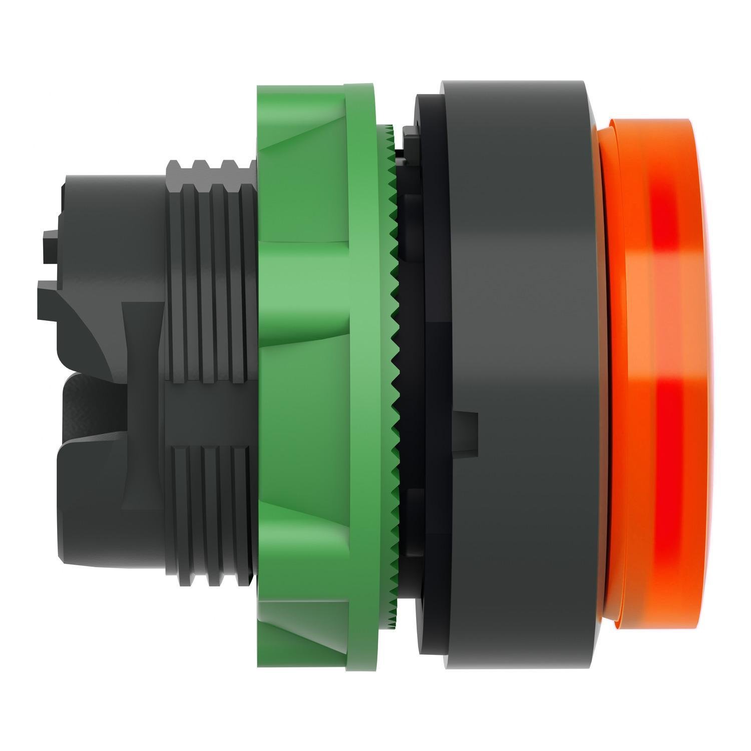 Picture of ZB5AW153 - Head for illuminated push button, Harmony XB5, orange projecting, 22mm, universal LED, spring return, unmarked