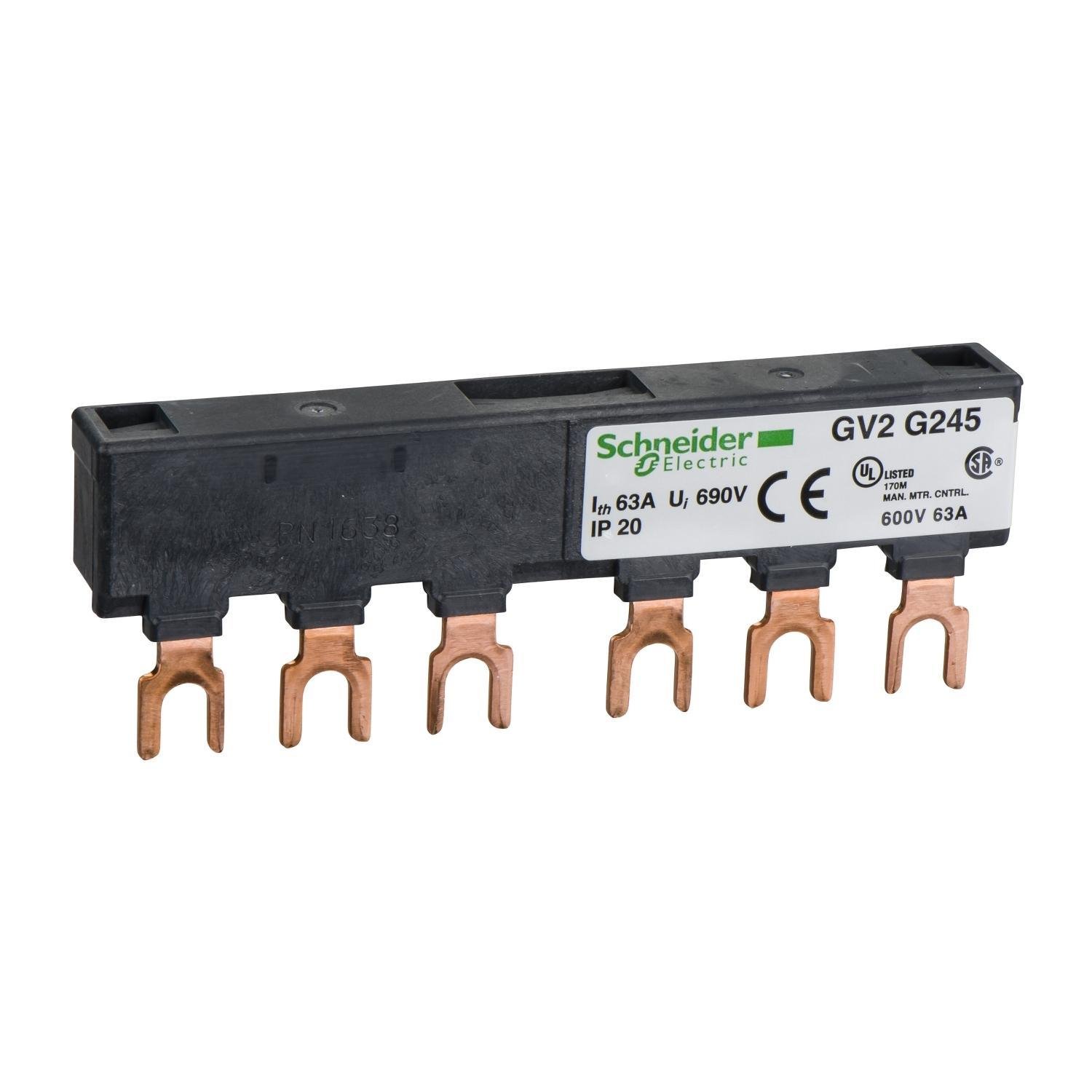 GV2G245 - Linergy FT, Comb busbar, 63A, 2 tap-offs, 45mm pitch