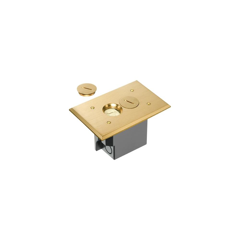 FLBR101MB - Non Metallic Box with metal covers for existing floors. Rectangular gasketed, metallic brass cover with threaded plugs.