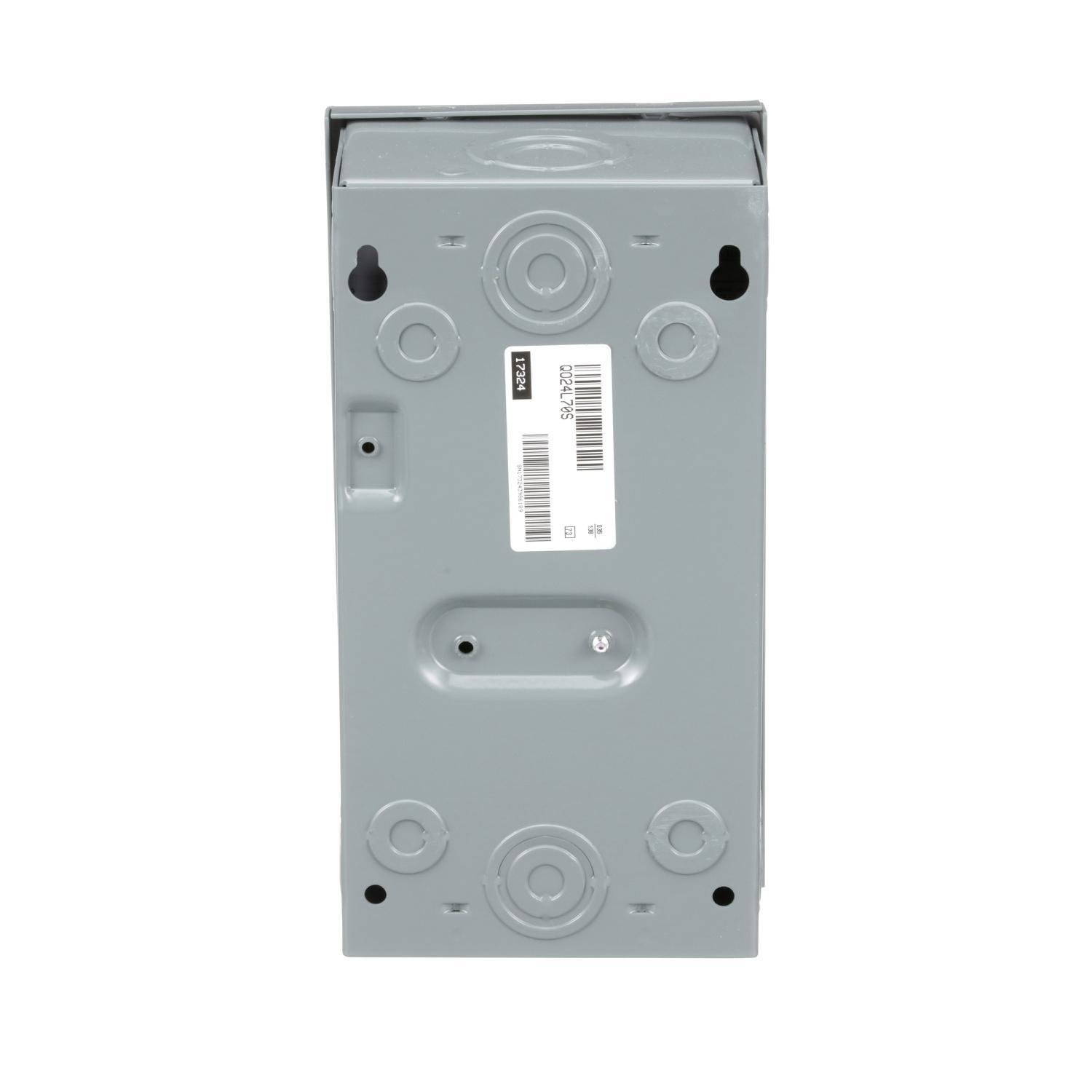 Picture of QO24L70S - Load center, QO, 1 phase, 2 spaces, 4 circuits, 70A fixed main lugs, NEMA1, surface cover