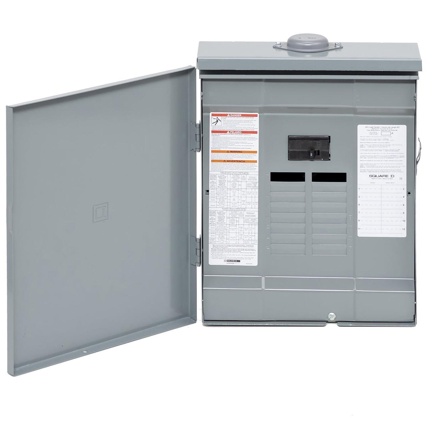 QO112M100PRB - Load center, QO, 1 phase, 12 spaces, 24 circuits, 100A convertible main breaker, PoN, NEMA3R