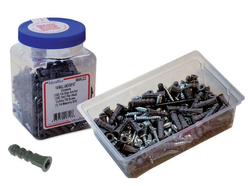 WAKJ23F - Anchors 1/4 Gry Plas Wall Ancr Kit, 8 (Jar 200)