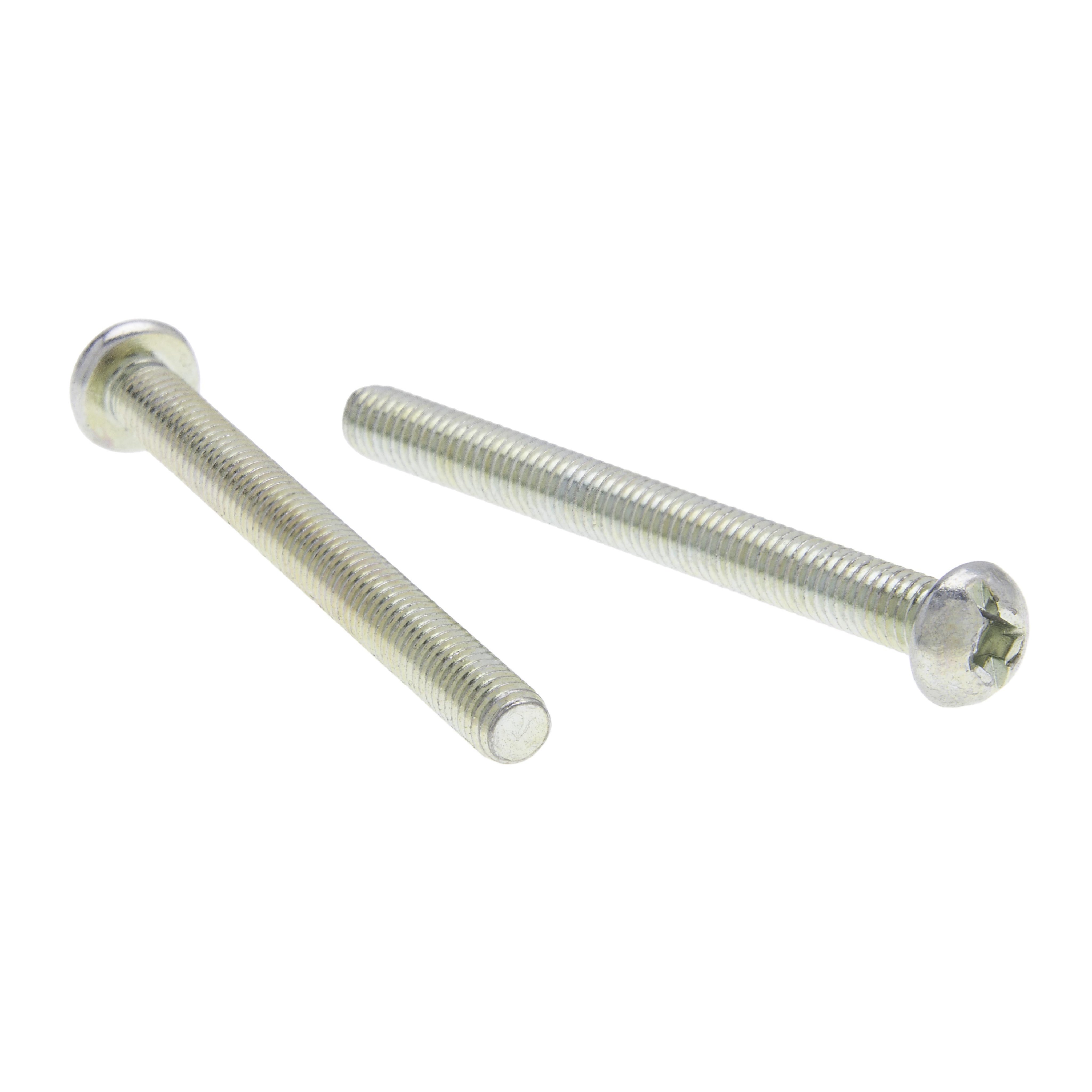 Picture of JTRM84 - Tri-Drive Machine Screw, Steel material, #8-32 Size, 1/2 in. length, Round head, Zinc Chromate finish, Slotted/Phillips/Square drive type, 100 per pack, including a(n) Square Drive Bit