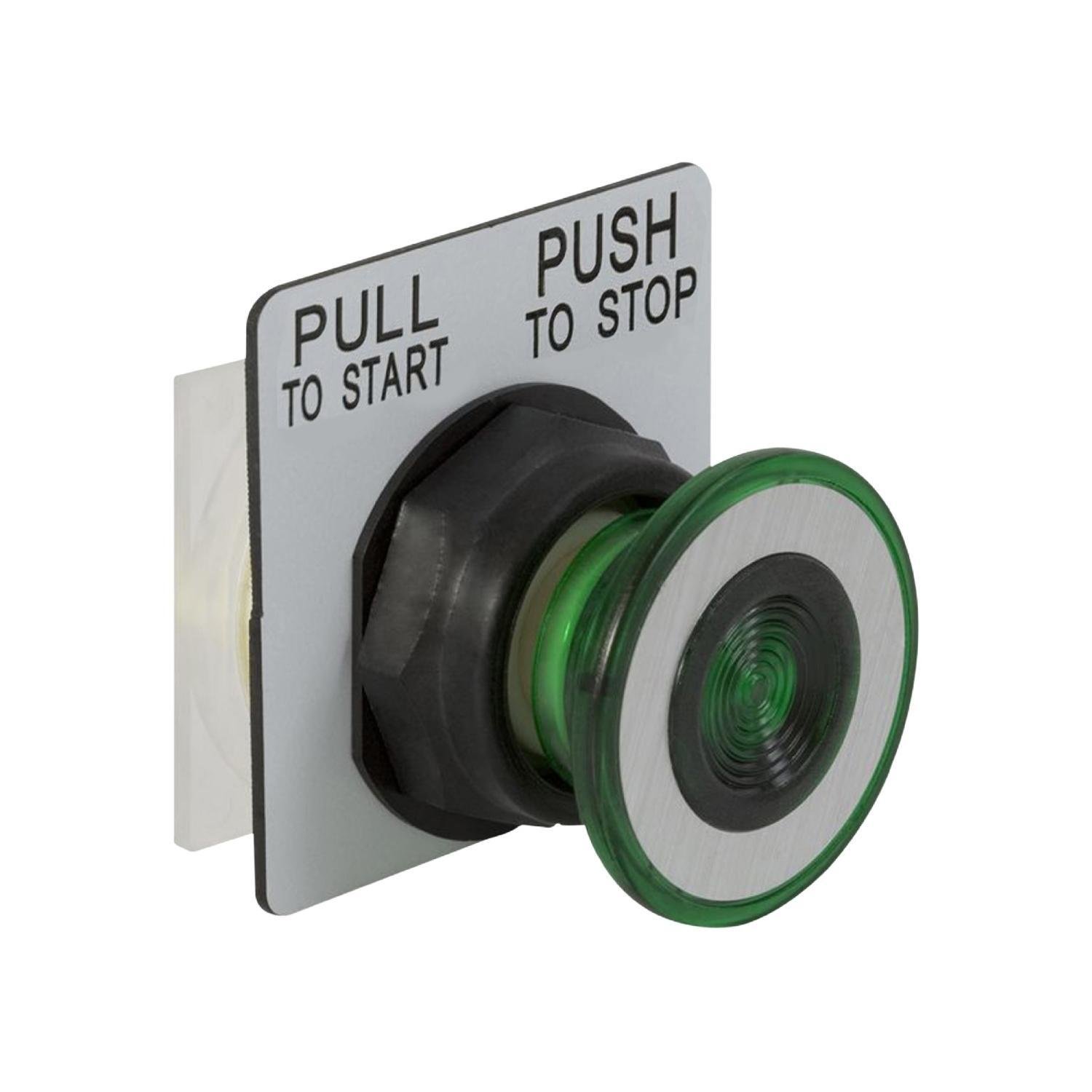 9001SKR9G - Push-button head, Harmony 9001SK, plastic, mushroom 41mm, green, 30mm, 2 positions, push-pull