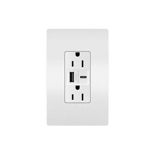 R26USBAC6W - radiant® 15A Tamper-Resistant Ultra-Fast USB Type A/C Outlet, White