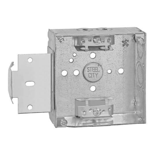 52151 MS X - 4" Square 1/2"& 3/4"E Knockout Steel 21Cu Bracket Box