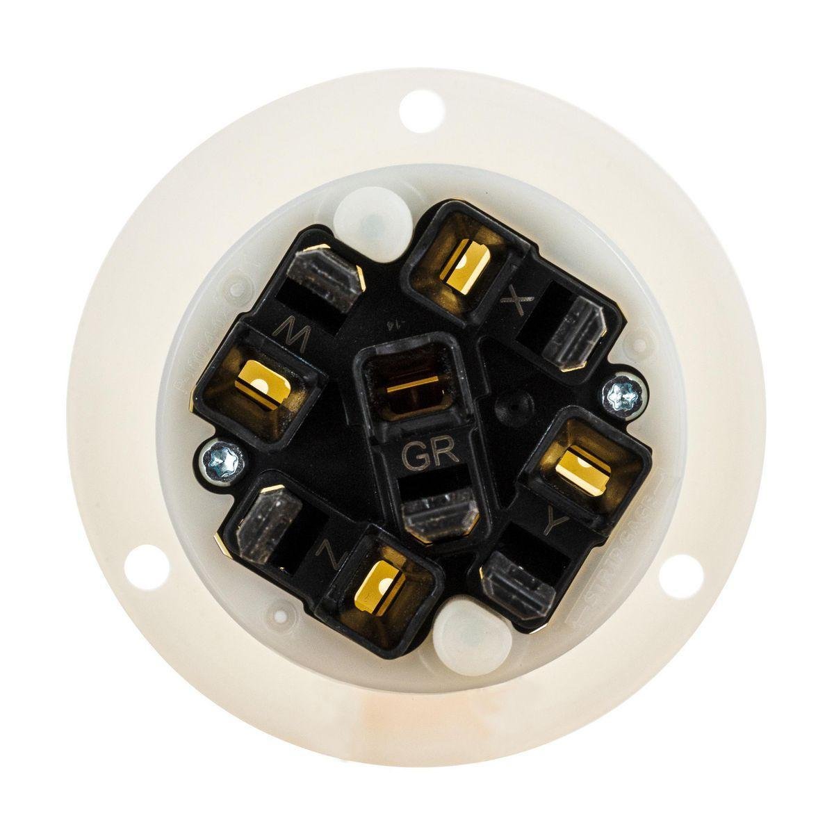 Picture of HBL2815ST - Locking Devices, EdgeConnect™ Twist-Lock®, Industrial, Insulgrip® Flanged Inlet, 30A 3-Phase Wye 120/208V AC, 4-Pole 5-Wire Grounding, L21-30P, Spring Terminal, White.