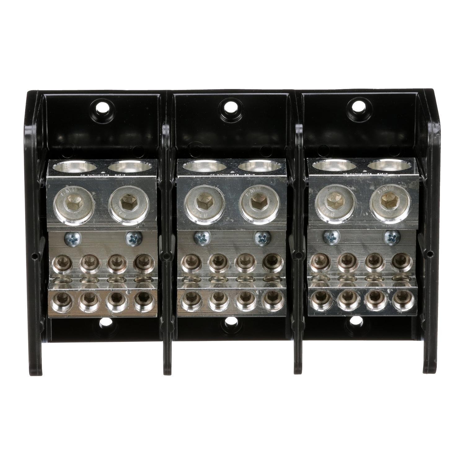 9080LBC365208 - Power distribution block, Linergy, 3 pole, 2 line, 8 load, 760A Cu, 600V