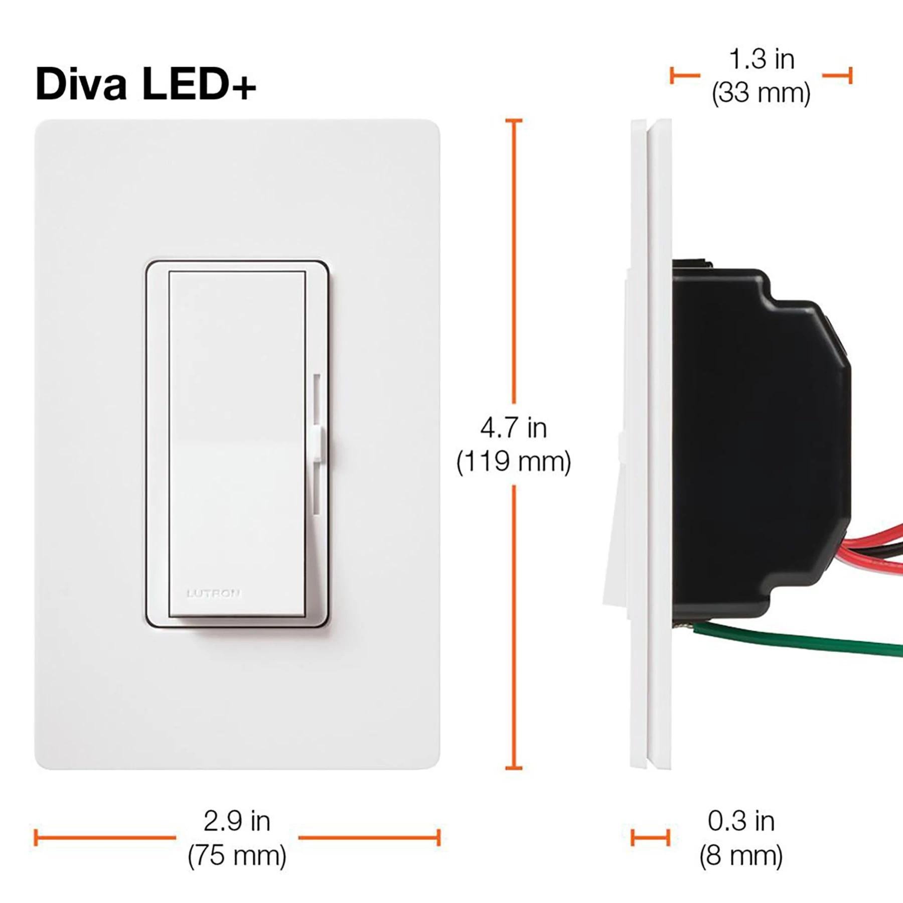 Picture of DVCL-153P-IV - Diva LED+ Dimmer Switch, Ivory