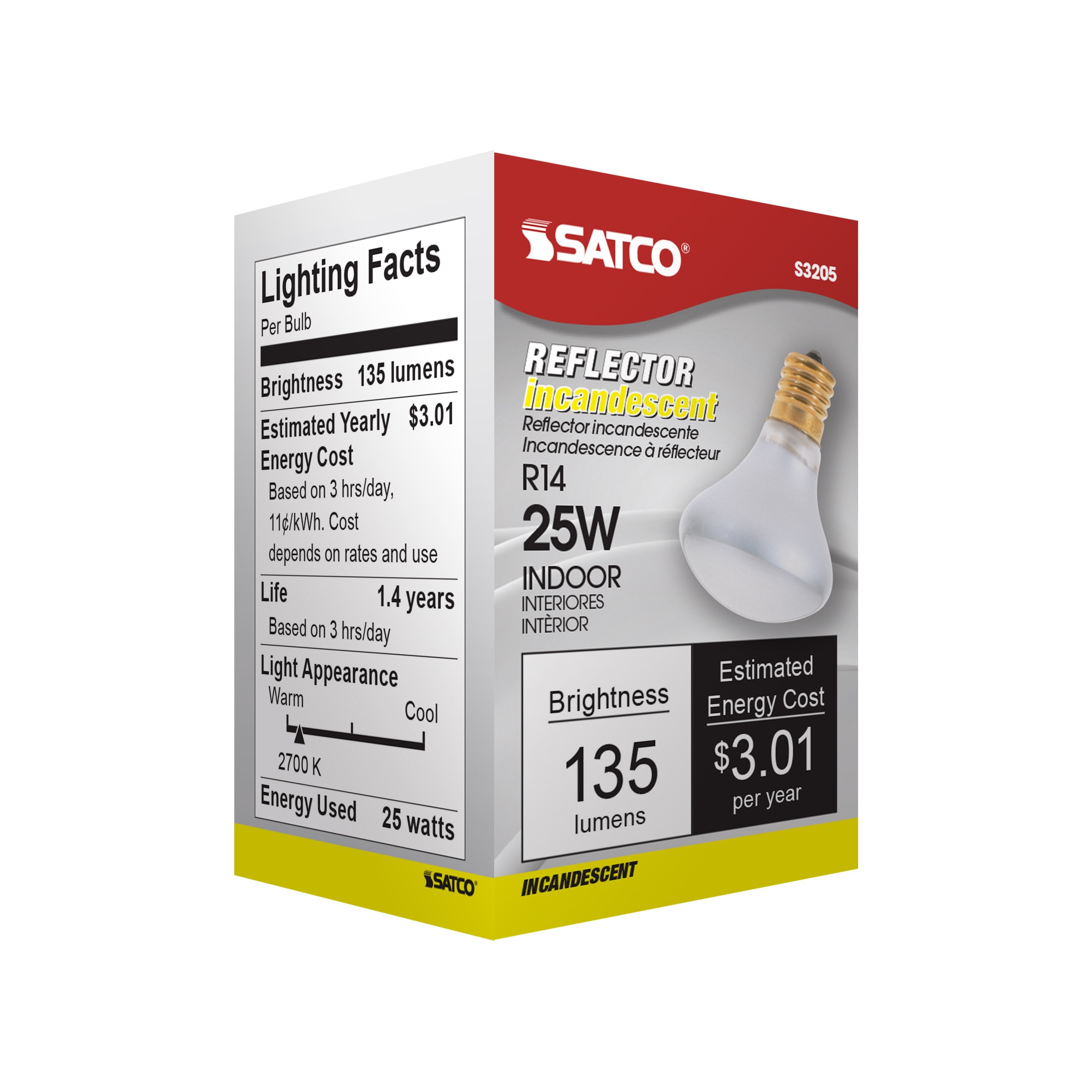 Picture of S3205 - 25 Watt R14 Incandescent - Frost - 1500 Average rated hours - 135 Lumens - Intermediate base - 120 Volt