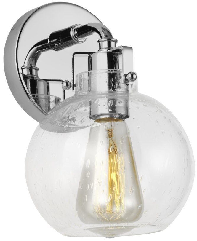 VS24401CH - Generation Lighting Clara 1-Light Sconce Chrome Finish With Clear Seeded Glass Shade
