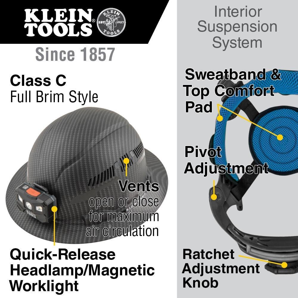 Picture of 60347 - Hard Hat, Premium KARBN™ Pattern, Vented Full Brim, Class C, Lamp