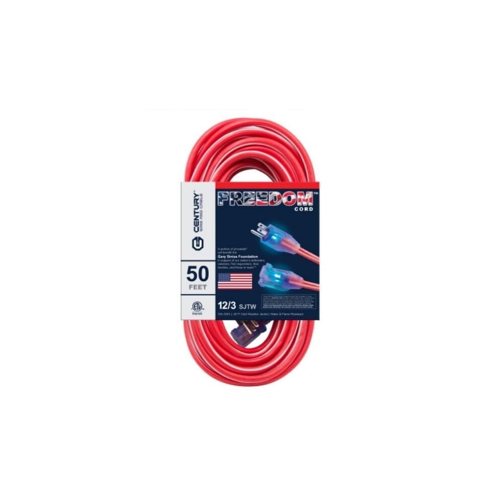 D11712100RWB - 100 Ft 12/3 Sjtw Red/white/blue Lighted Extension Cord