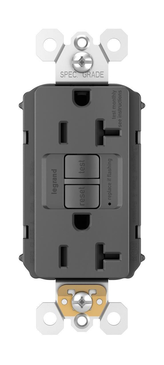 Picture of PT2097-BK - PlugTail® Specification Grade 20A Duplex Self-Test GFCI Receptacles with SafeLock® Protection, Black