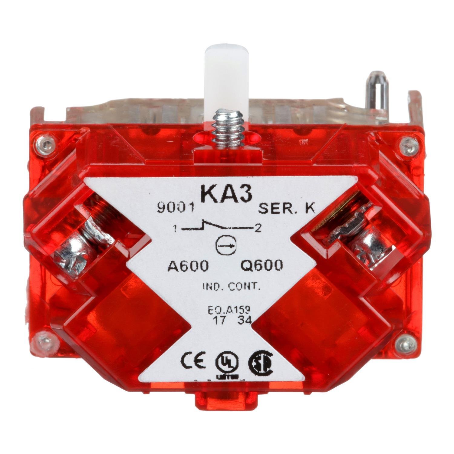 9001KA3 - 30mm Push Button, Types K, SK or KX, contact block, 1 NC