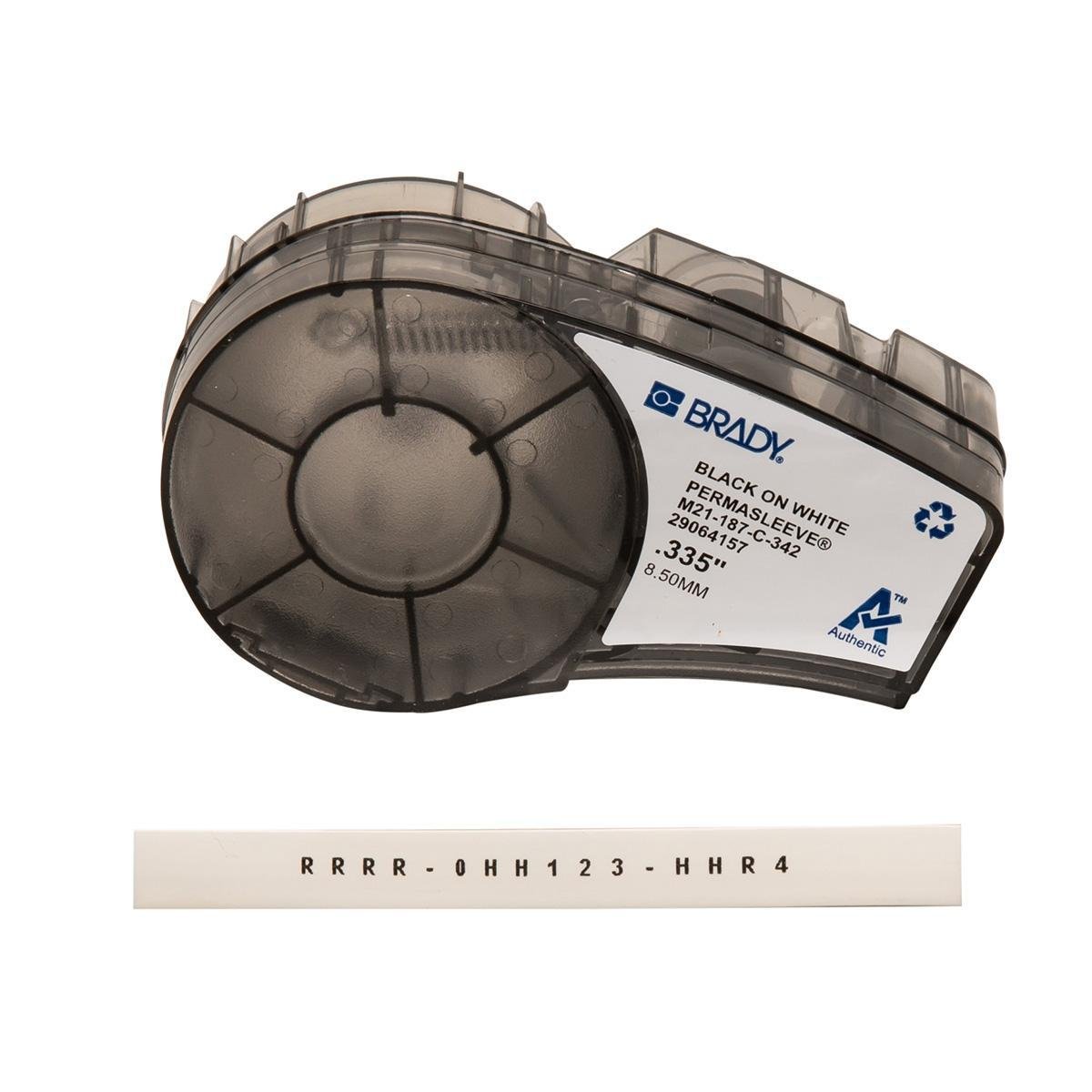 Picture of M21-187-C-342 - BMP21 Series PermaSleeve Heat Shrink Polyolefin Wire Marking Sleeves, Black on White, 0.187 " Dia x 7' L