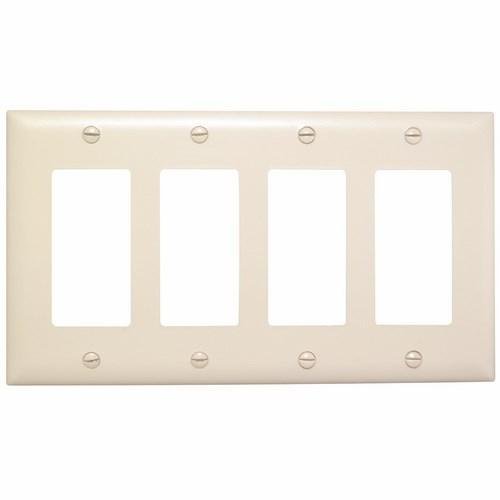 TP264-LA - TradeMaster® 4-Gang Nylon Wall Plate, 4 Decorator Openings, Light Almond
