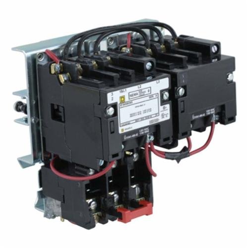 Picture of 8736SCO7V02S - NEMA starter, Type S, reversing, vertical, Size 1, 27A, 10HP at 575VAC, 5kA SSCR, 3 phase, 3 pole, melting alloy overload, 120VAC coil, open [TAA]